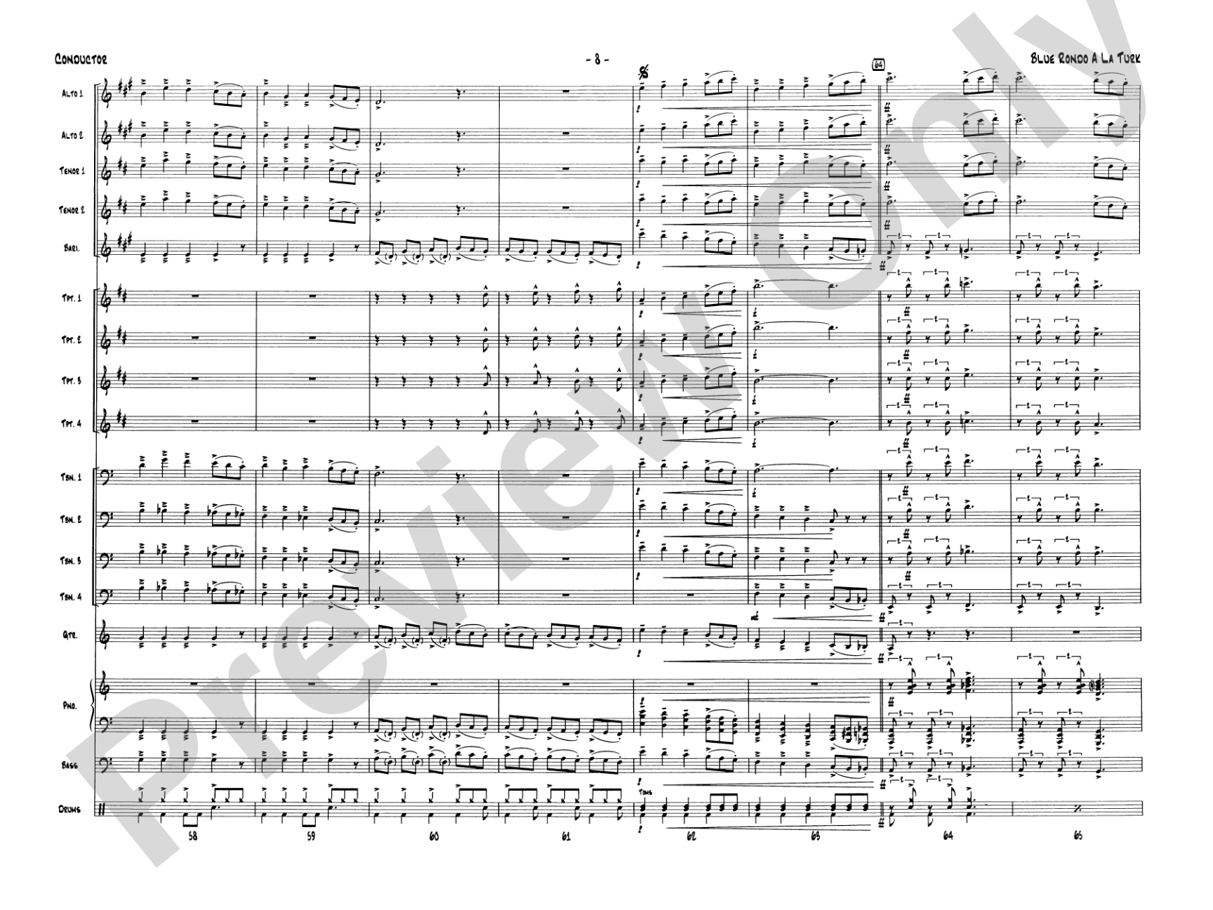 Blue Rondo a la Turk: Jazz Ensemble Conductor Score & Parts