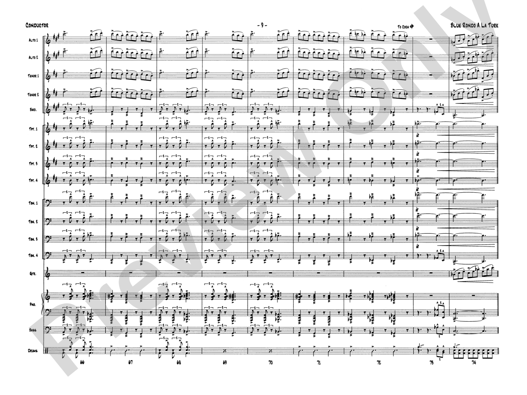 Blue Rondo a la Turk: Jazz Ensemble Conductor Score & Parts