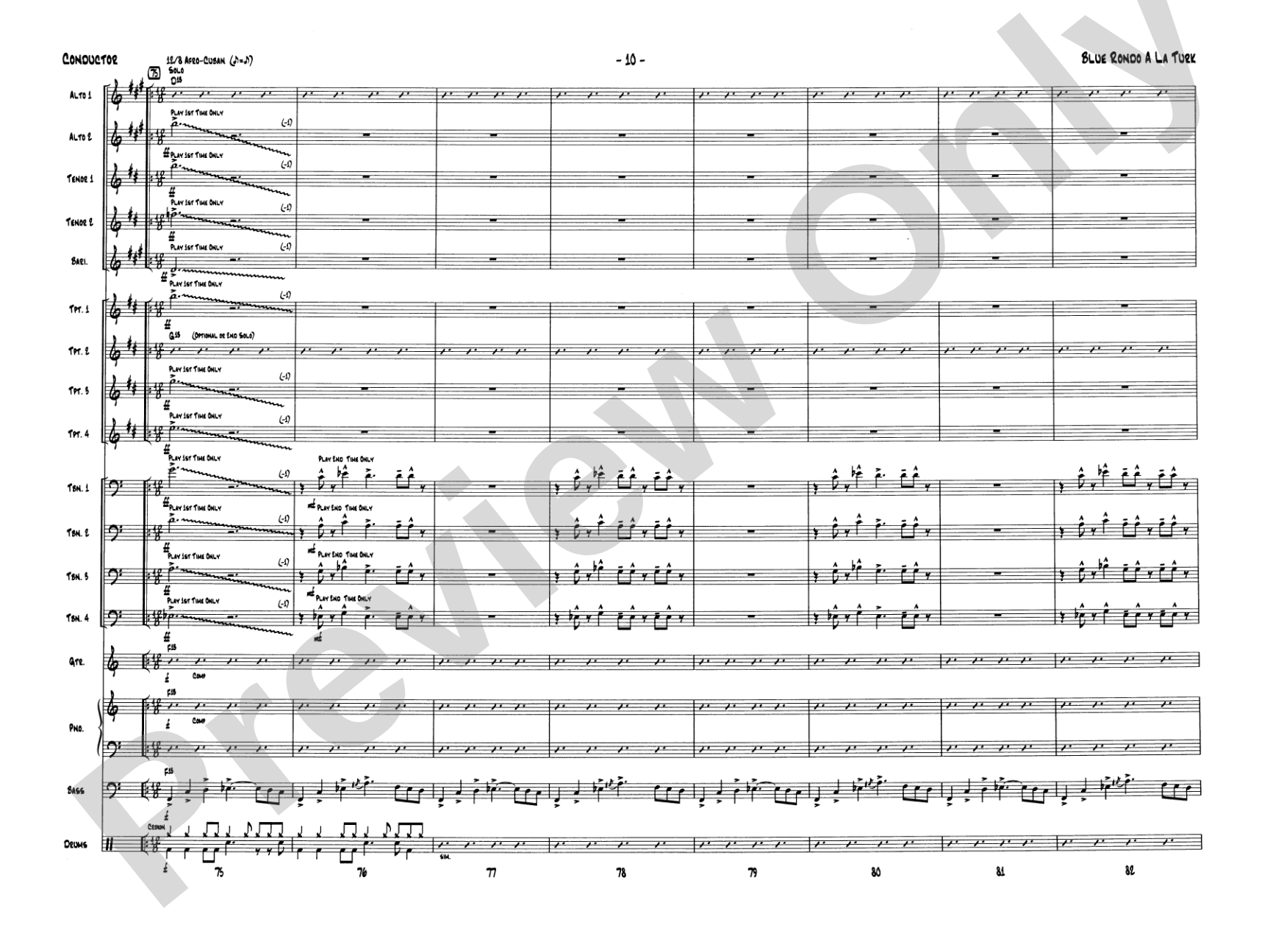 Blue Rondo a la Turk: Jazz Ensemble Conductor Score & Parts