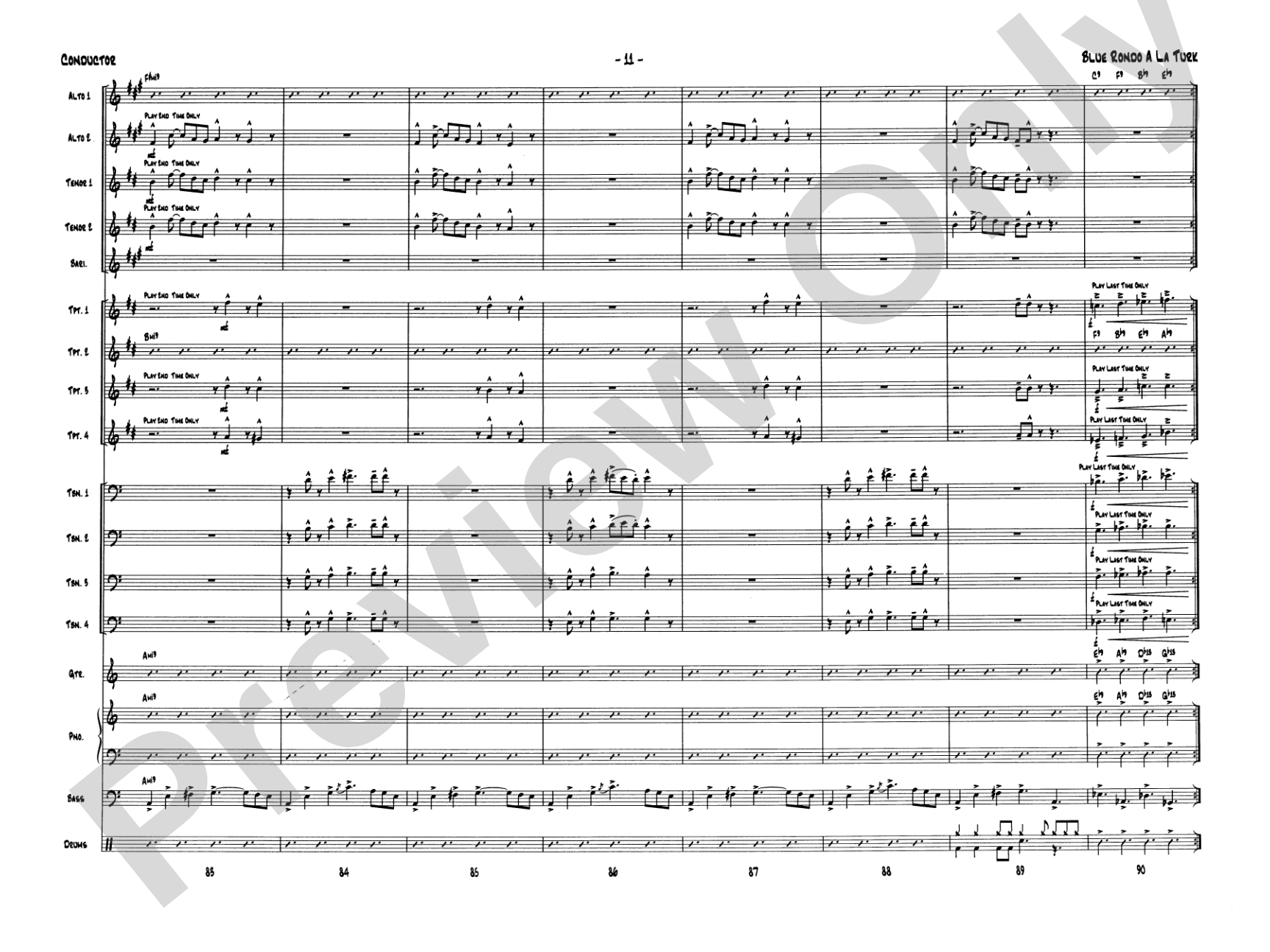Blue Rondo a la Turk: Jazz Ensemble Conductor Score & Parts