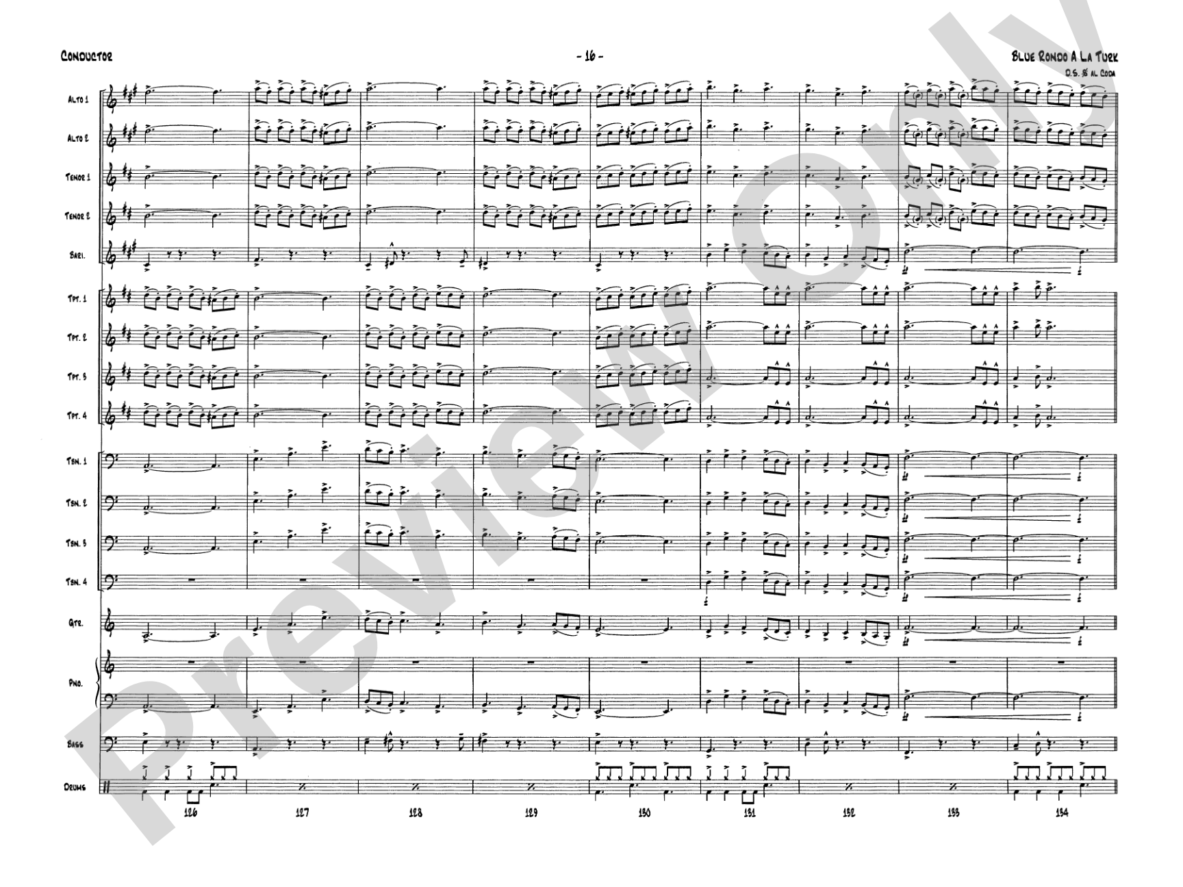Blue Rondo a la Turk: Jazz Ensemble Conductor Score & Parts