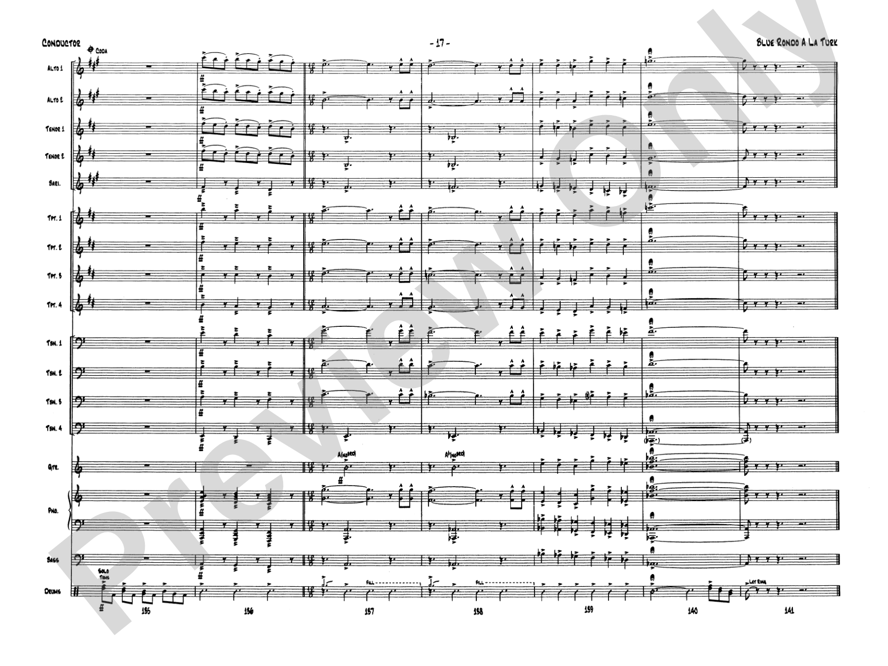 Blue Rondo a la Turk: Jazz Ensemble Conductor Score & Parts