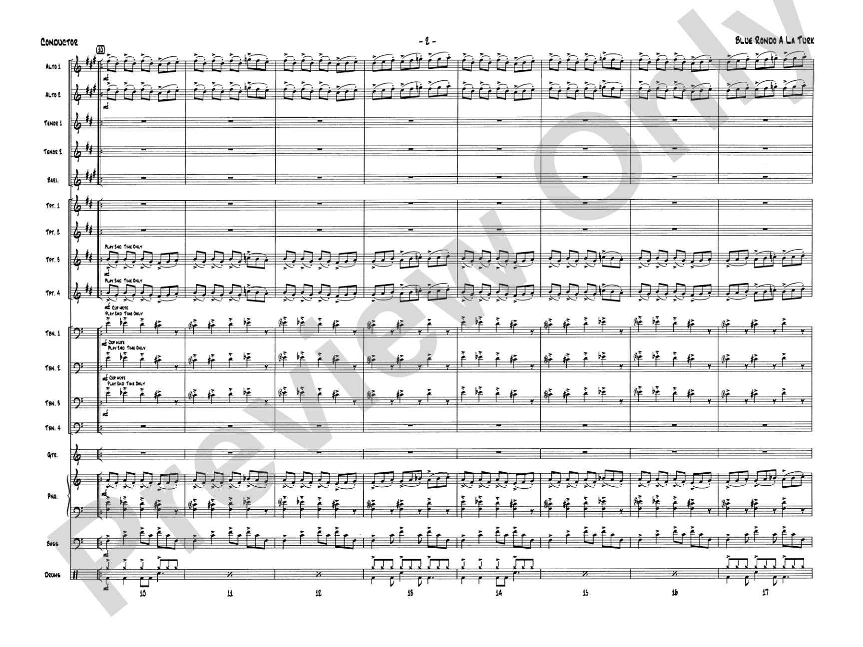 Blue Rondo a la Turk: Jazz Ensemble Conductor Score & Parts