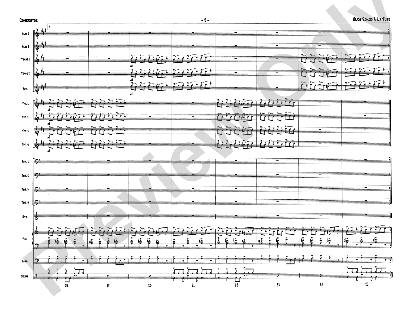 Blue Rondo a la Turk: Jazz Ensemble Conductor Score & Parts
