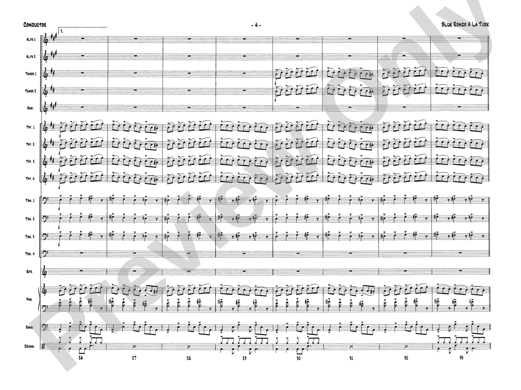 Blue Rondo a la Turk: Jazz Ensemble Conductor Score & Parts