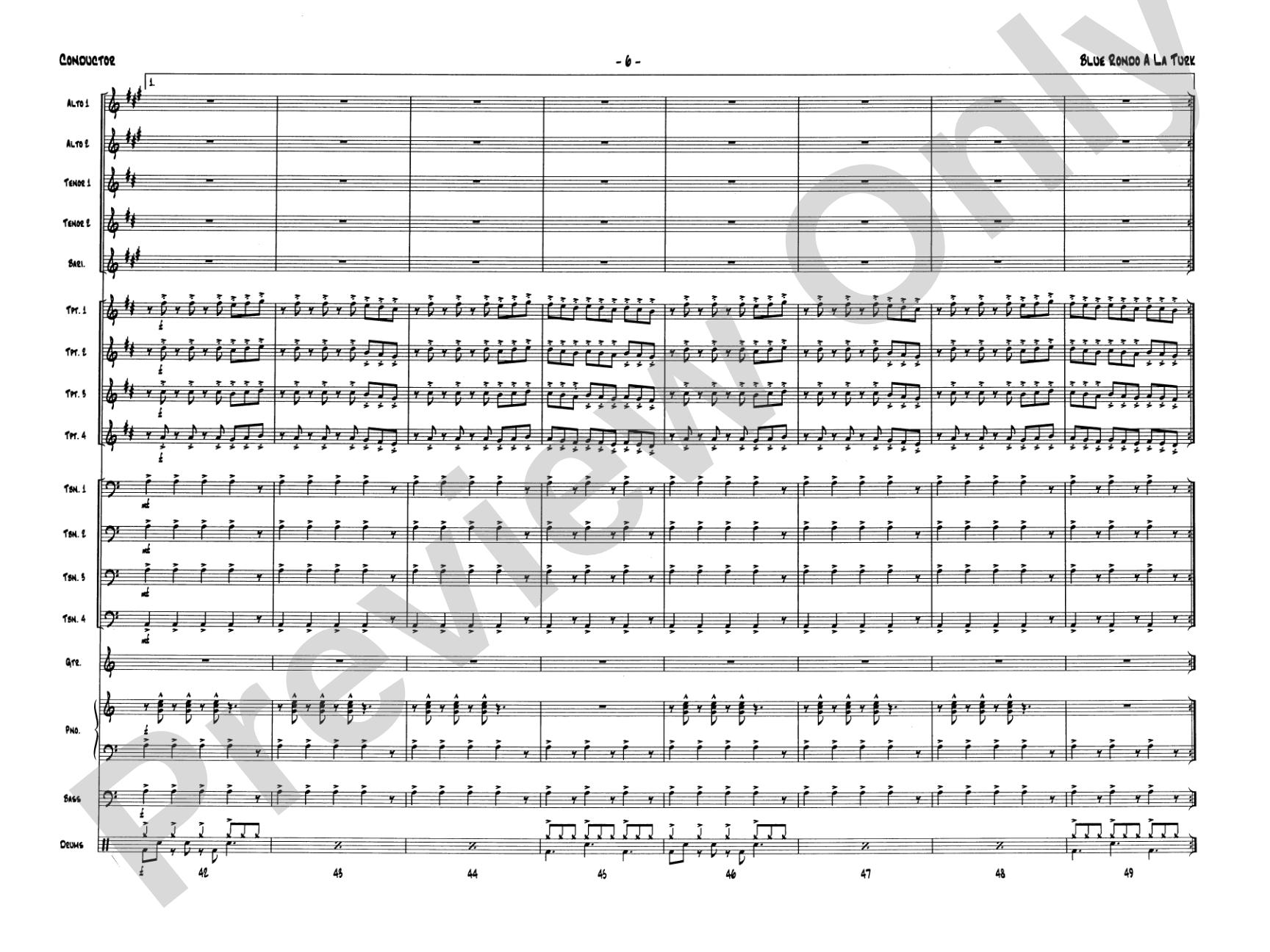 Blue Rondo a la Turk: Jazz Ensemble Conductor Score & Parts