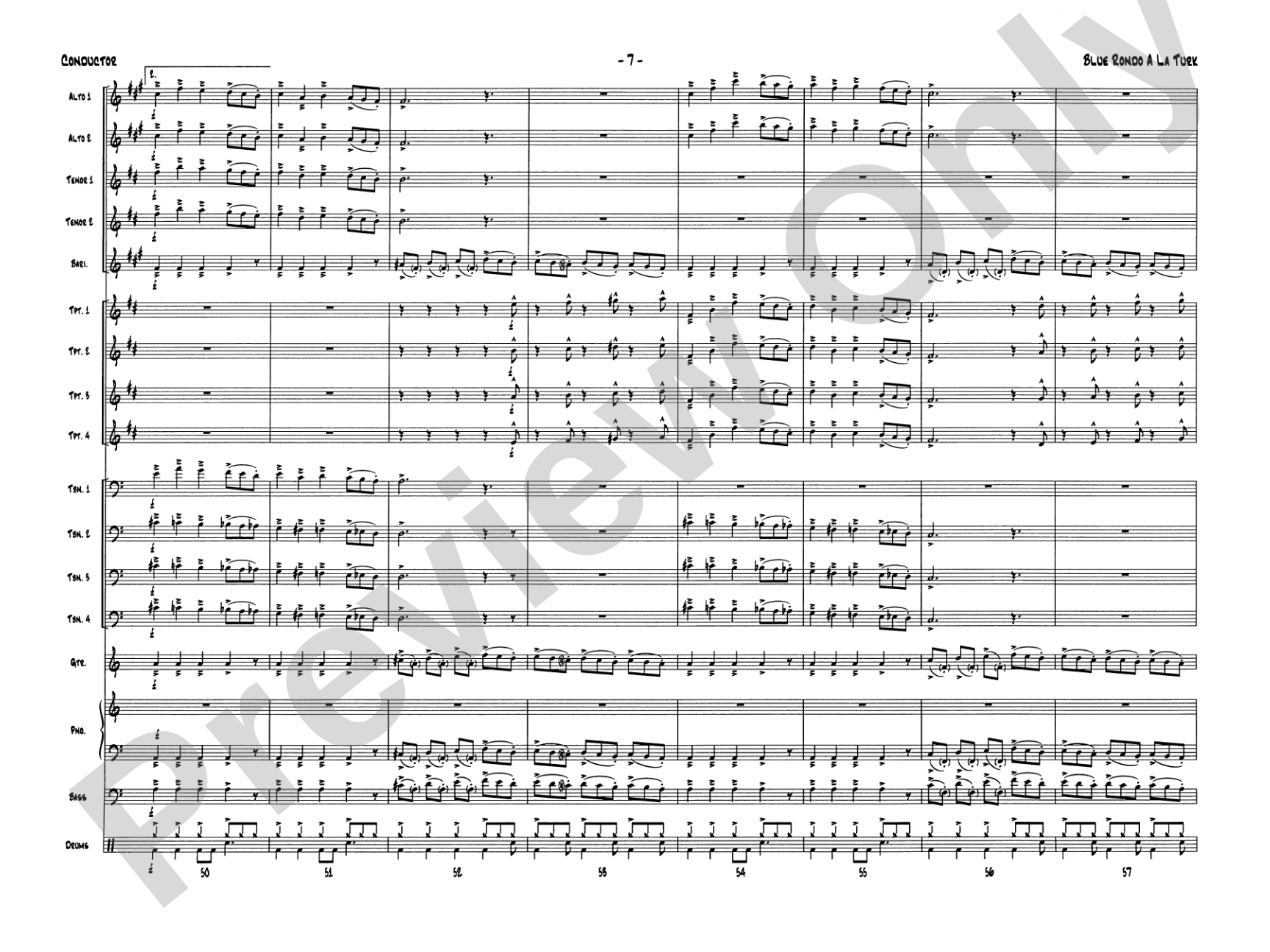 Blue Rondo a la Turk: Jazz Ensemble Conductor Score & Parts
