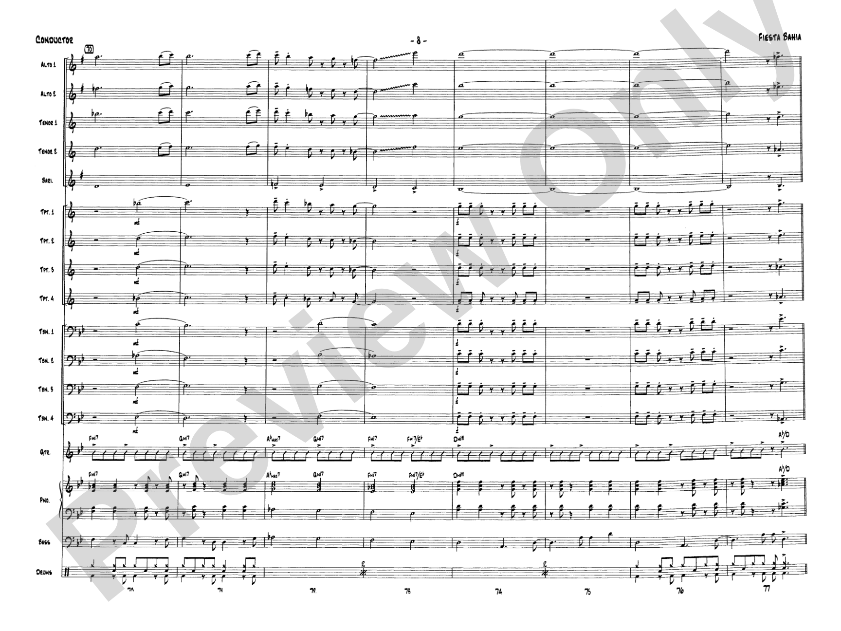 Fiesta Bahia: Jazz Ensemble Conductor Score & Parts
