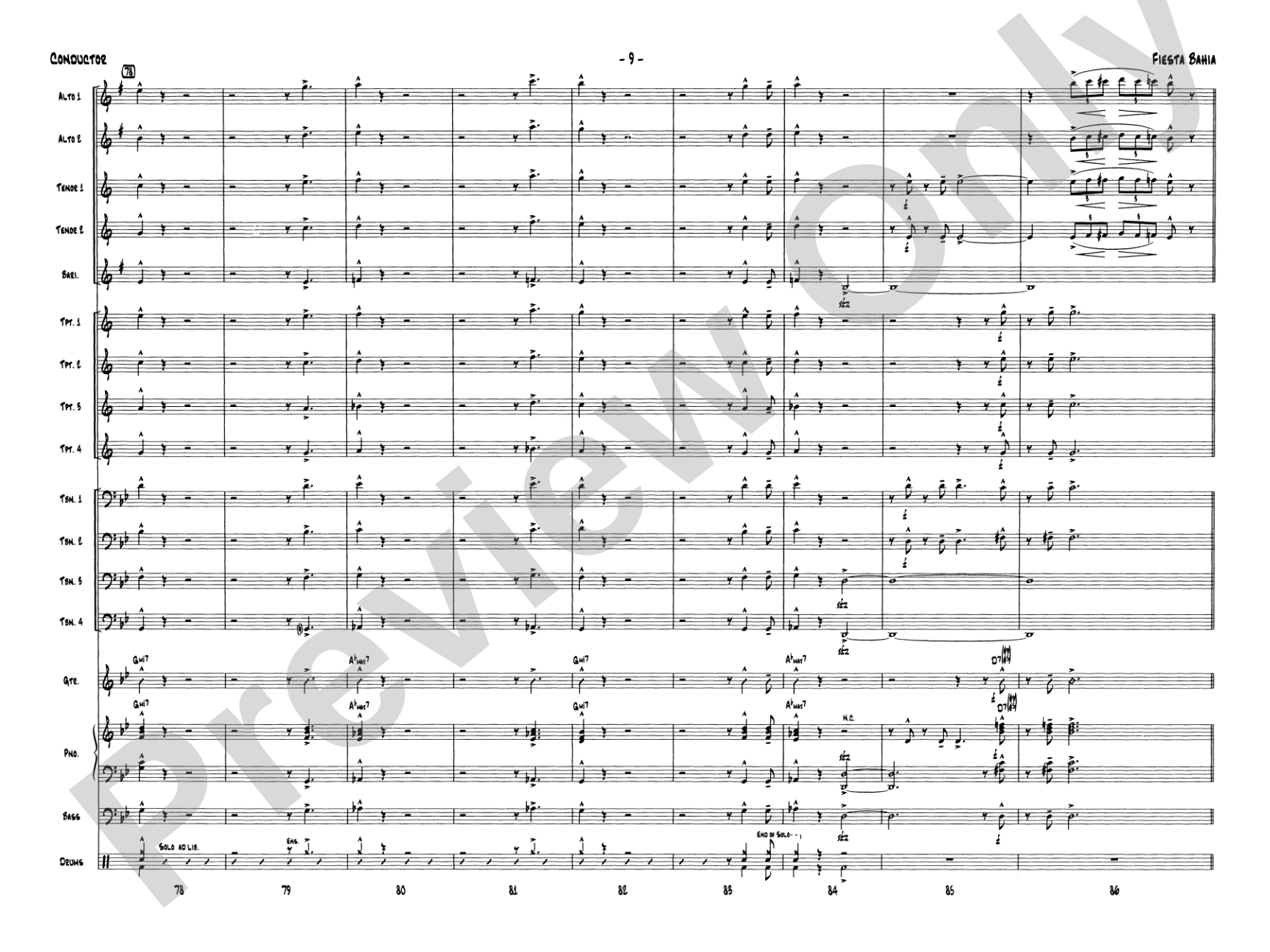 Fiesta Bahia: Jazz Ensemble Conductor Score & Parts