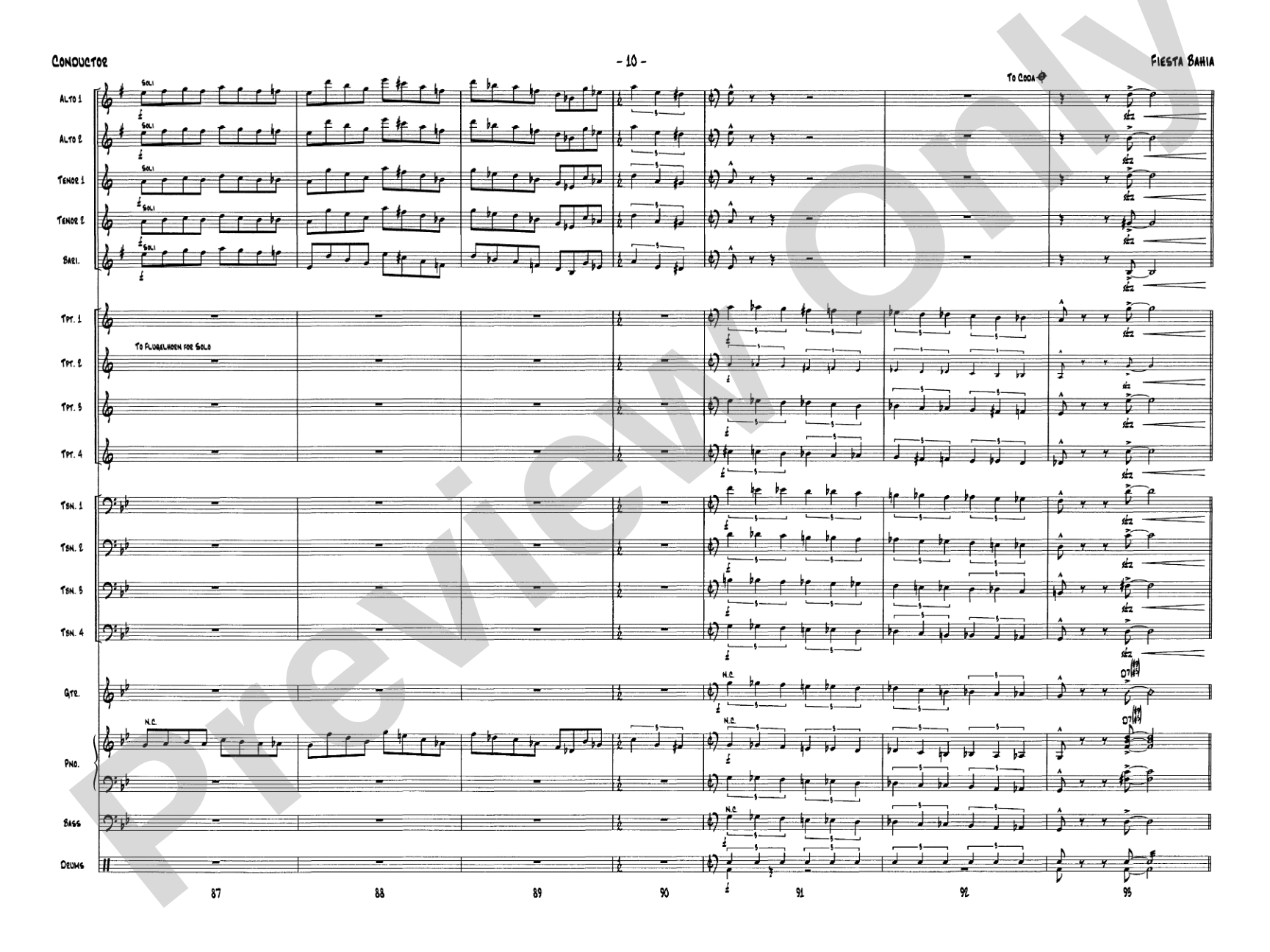 Fiesta Bahia: Jazz Ensemble Conductor Score & Parts
