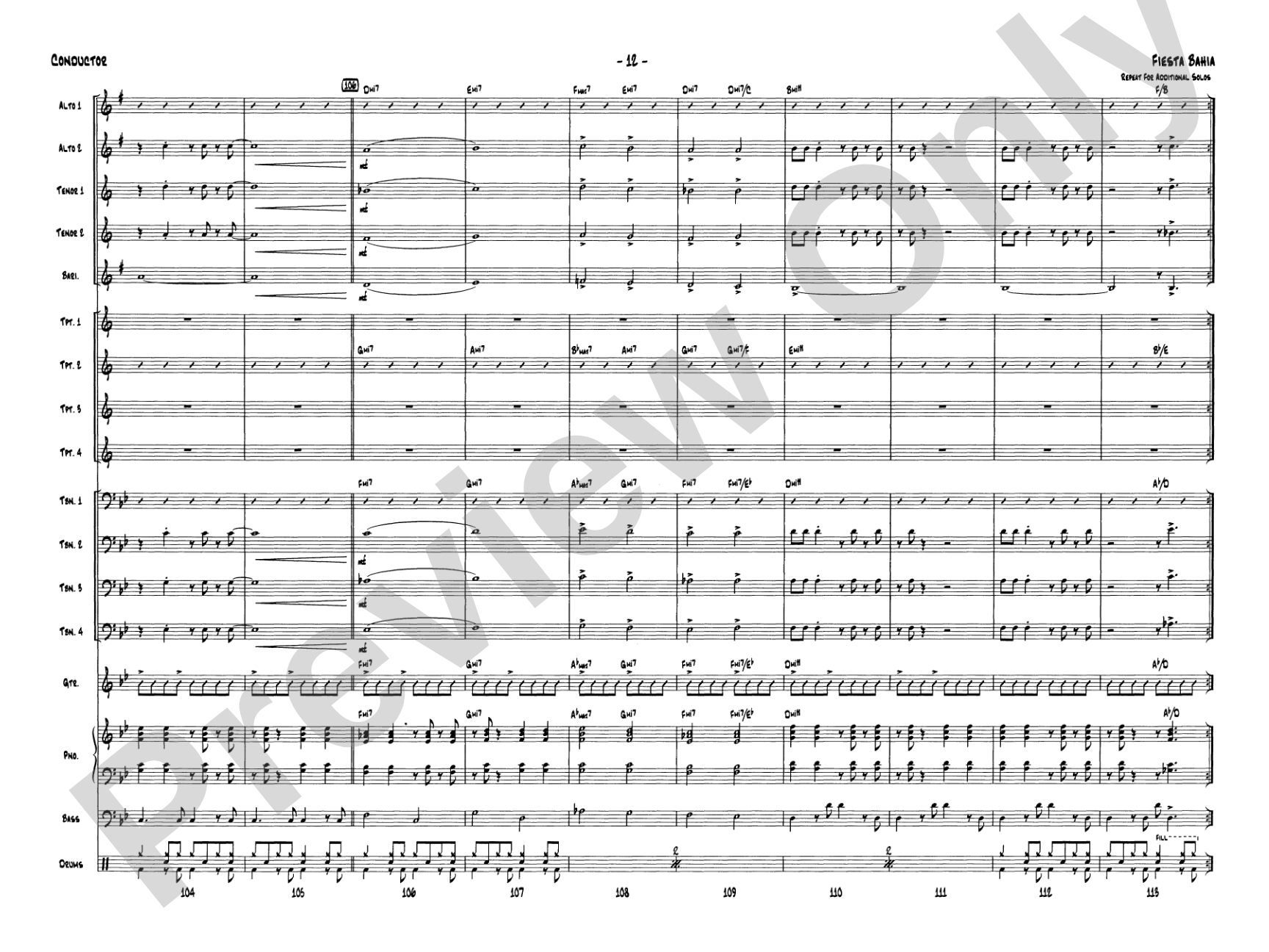 Fiesta Bahia: Jazz Ensemble Conductor Score & Parts