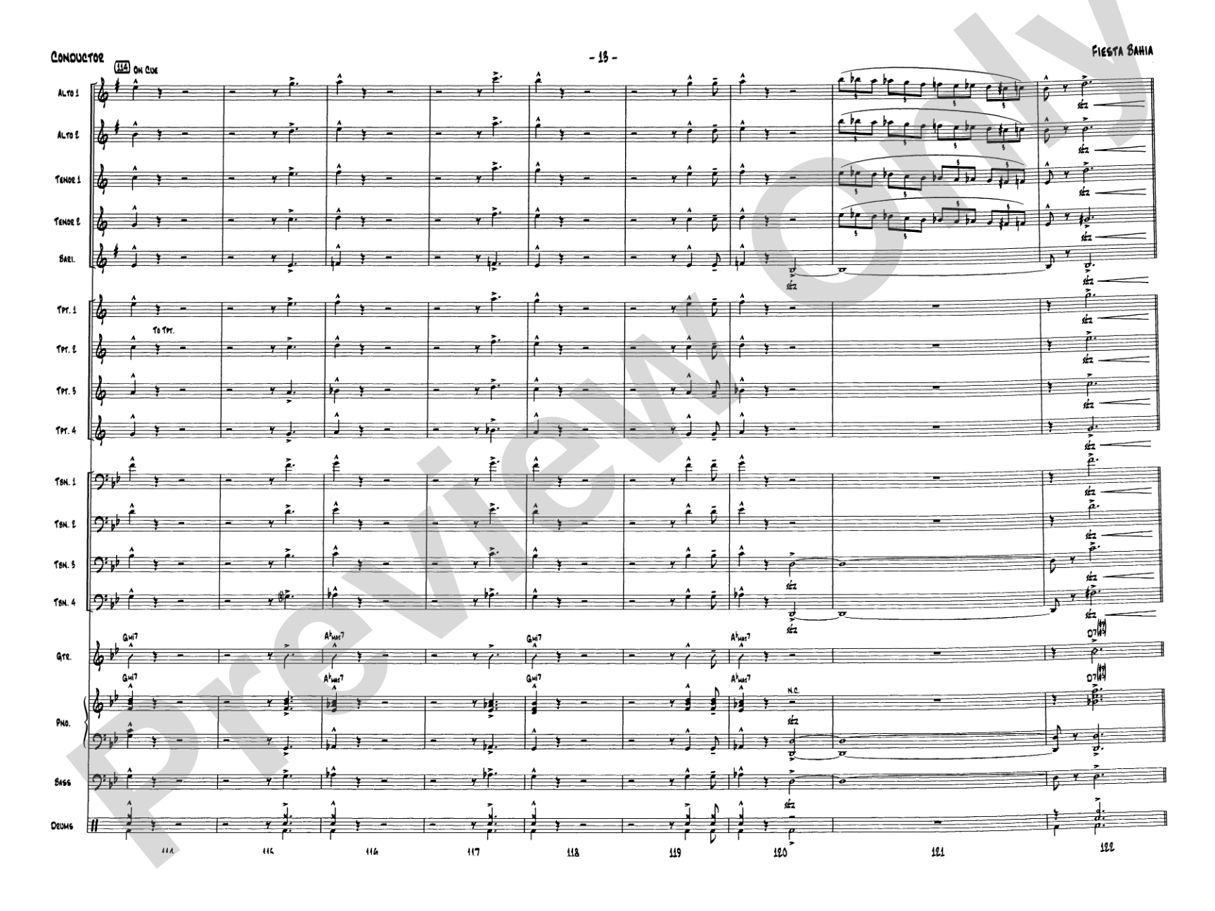 Fiesta Bahia: Jazz Ensemble Conductor Score & Parts
