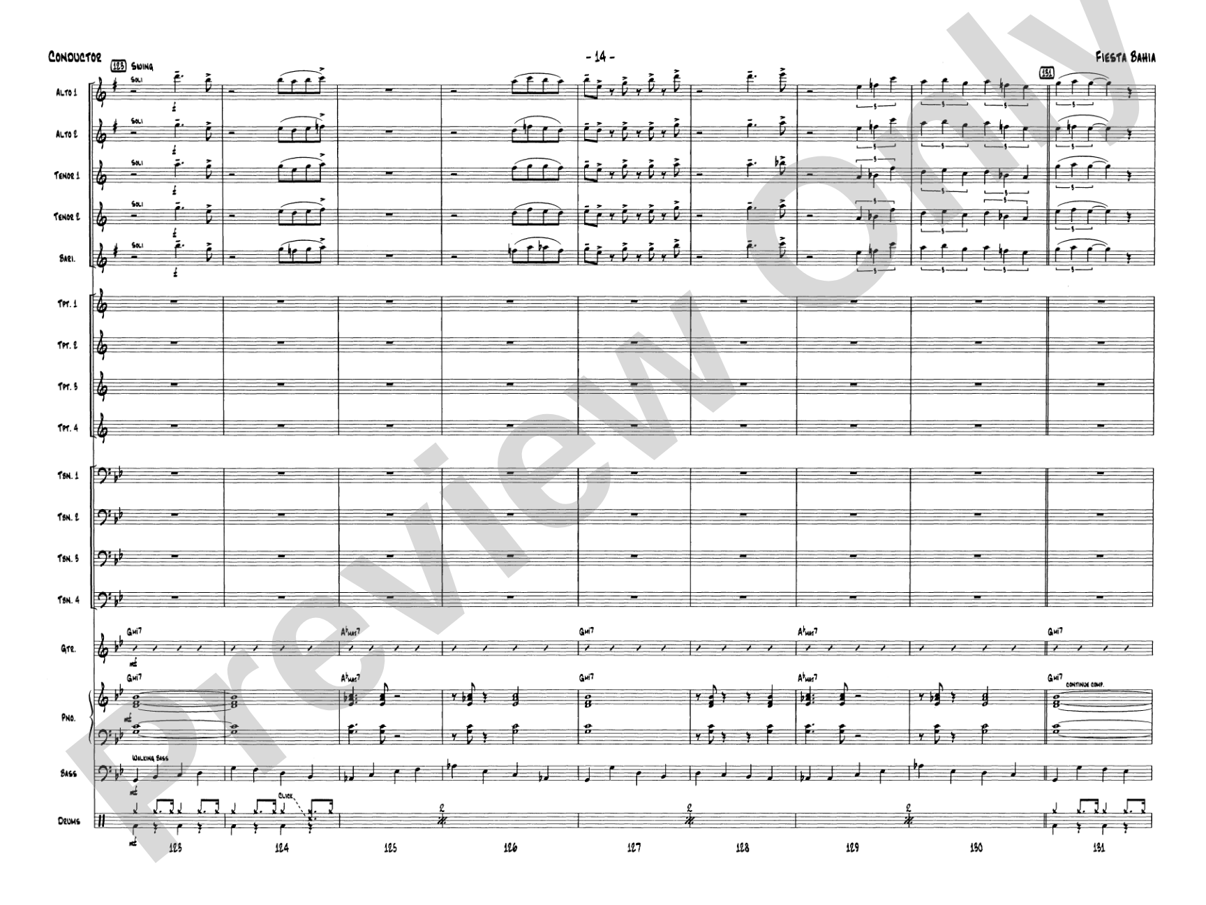 Fiesta Bahia: Jazz Ensemble Conductor Score & Parts