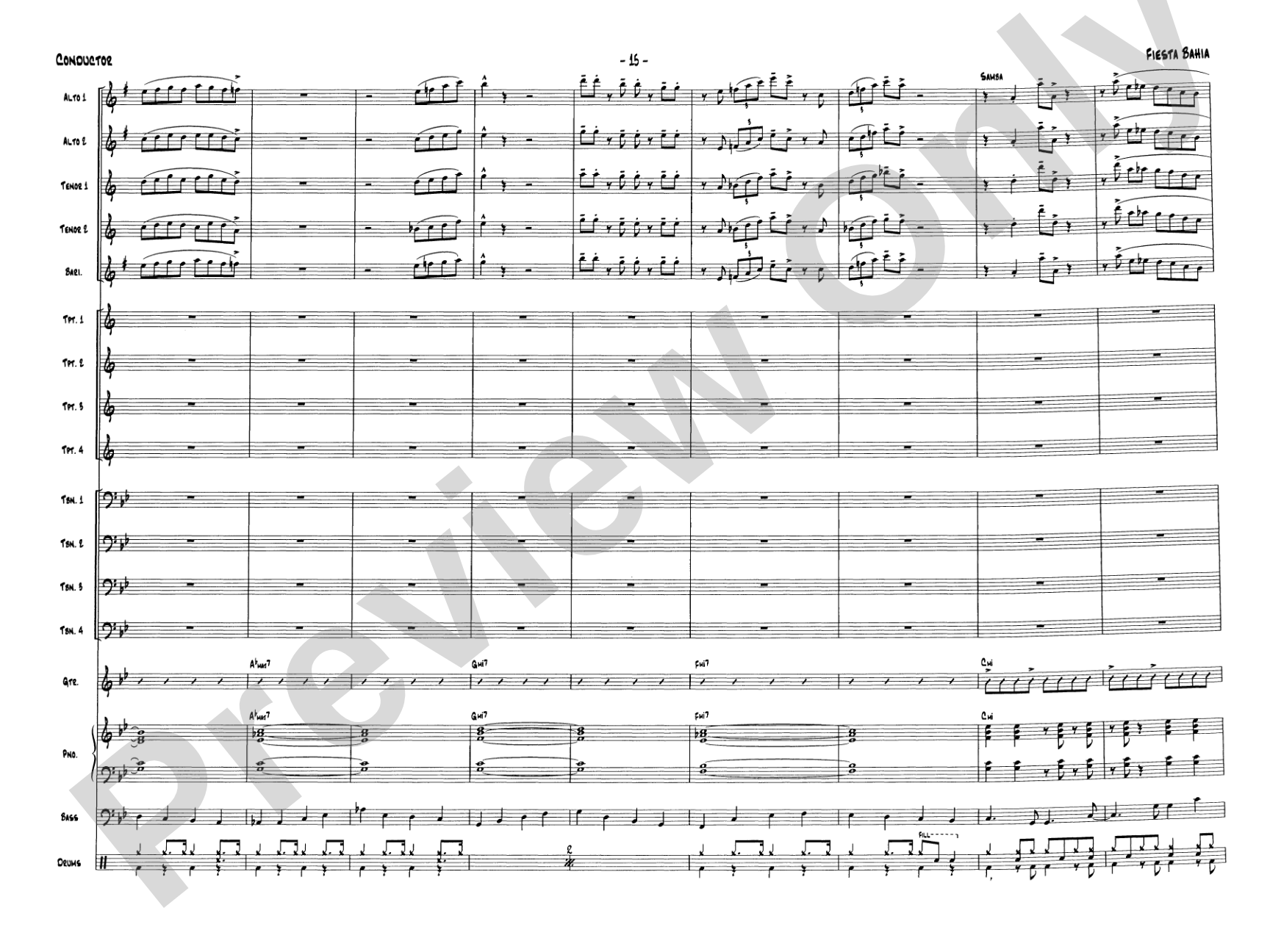 Fiesta Bahia: Jazz Ensemble Conductor Score & Parts