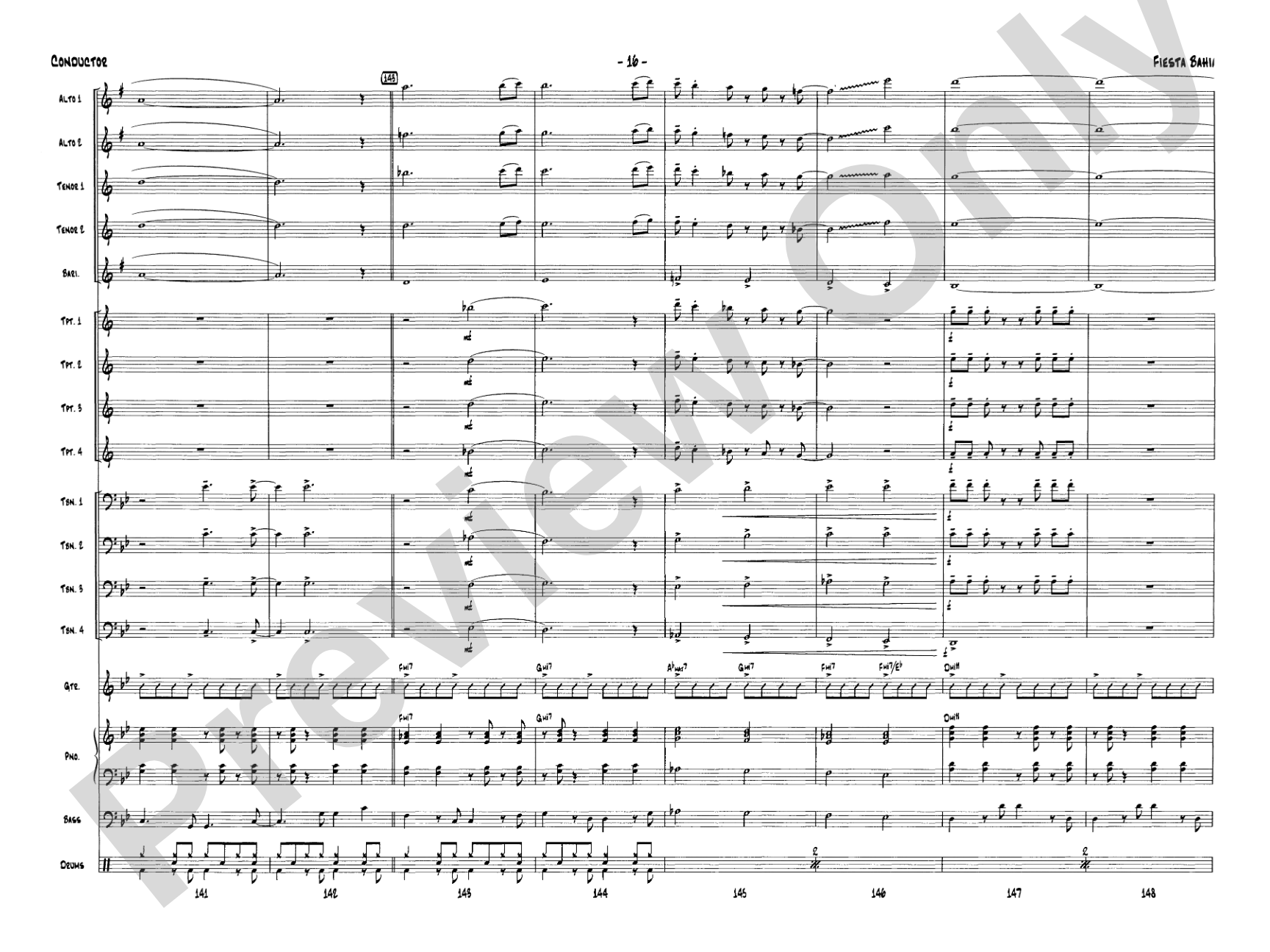 Fiesta Bahia: Jazz Ensemble Conductor Score & Parts