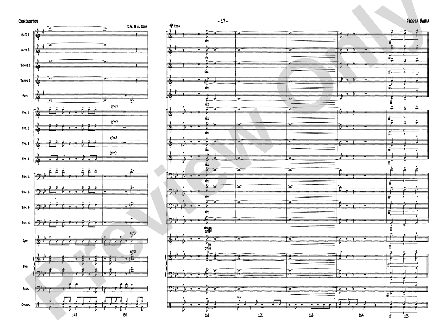 Fiesta Bahia: Jazz Ensemble Conductor Score & Parts
