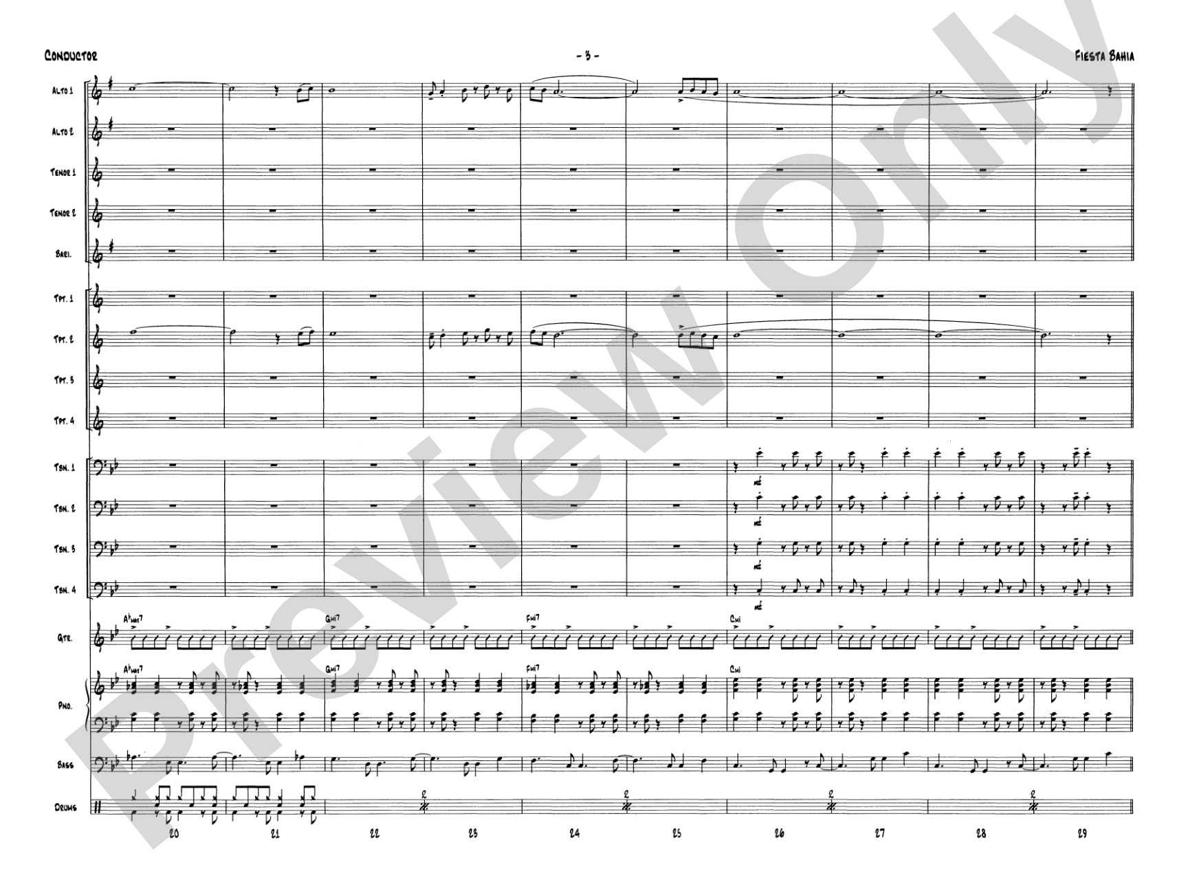 Fiesta Bahia: Jazz Ensemble Conductor Score & Parts