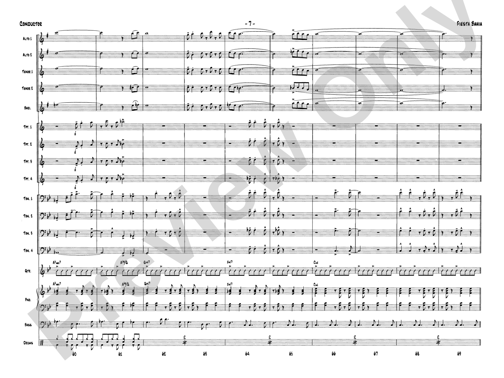 Fiesta Bahia: Jazz Ensemble Conductor Score & Parts