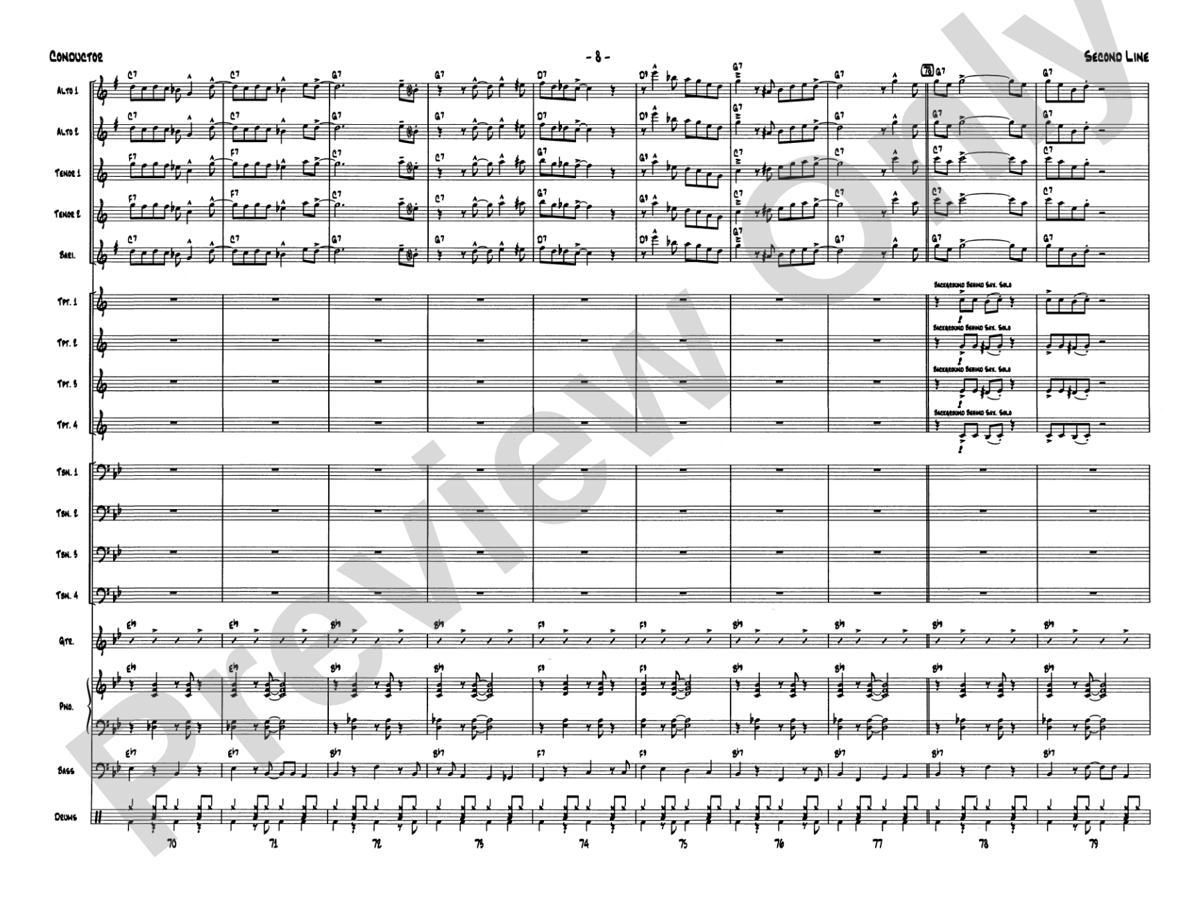Second Line (Joe Avery Blues): Jazz Ensemble Conductor Score & Parts