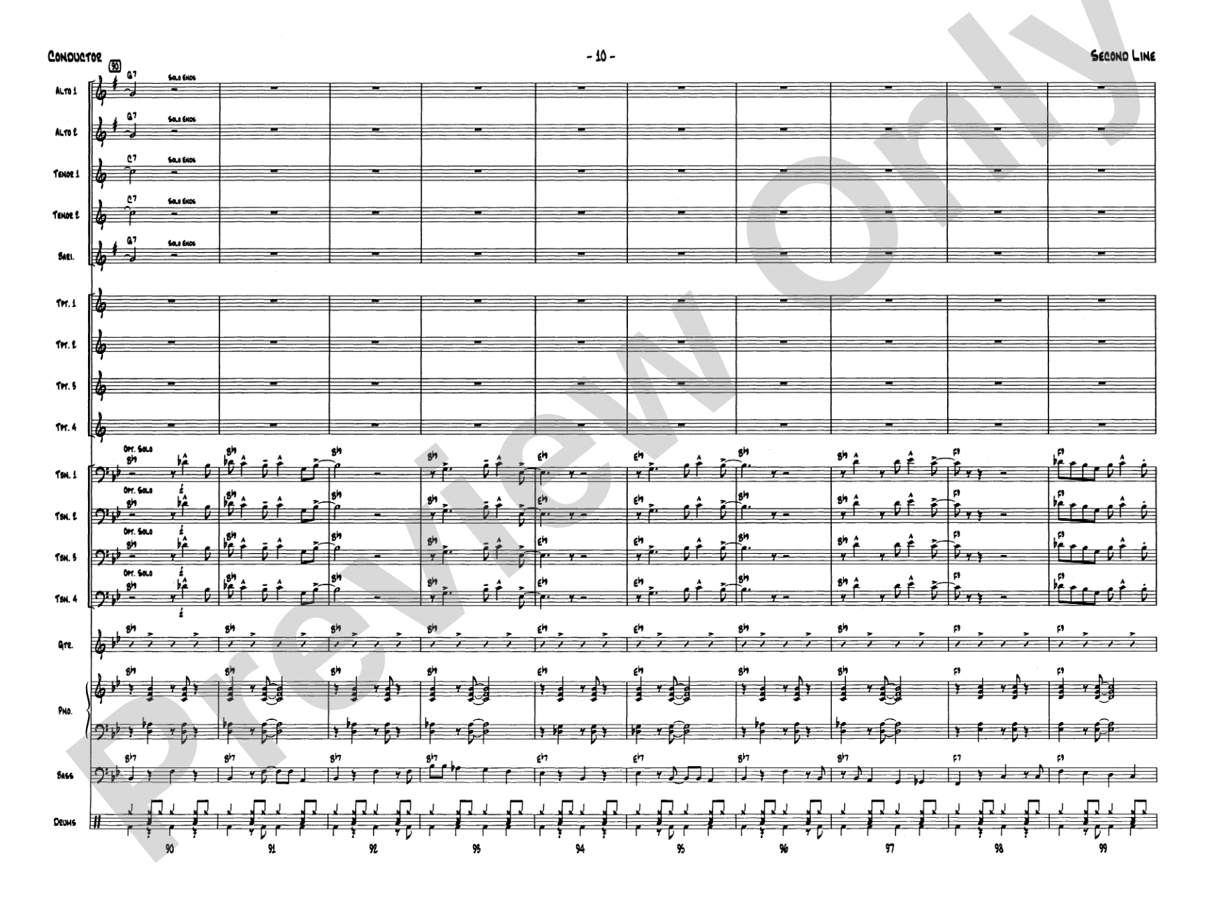 Second Line (Joe Avery Blues): Jazz Ensemble Conductor Score & Parts