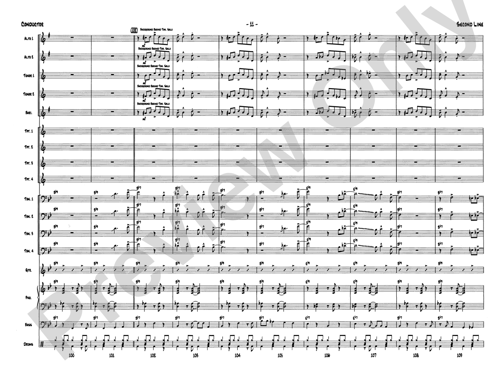 Second Line (Joe Avery Blues): Jazz Ensemble Conductor Score & Parts