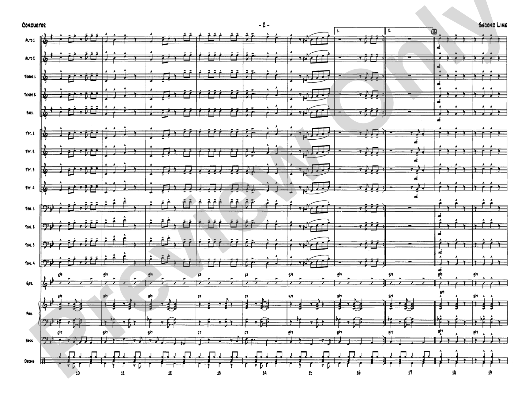Second Line (Joe Avery Blues): Jazz Ensemble Conductor Score & Parts