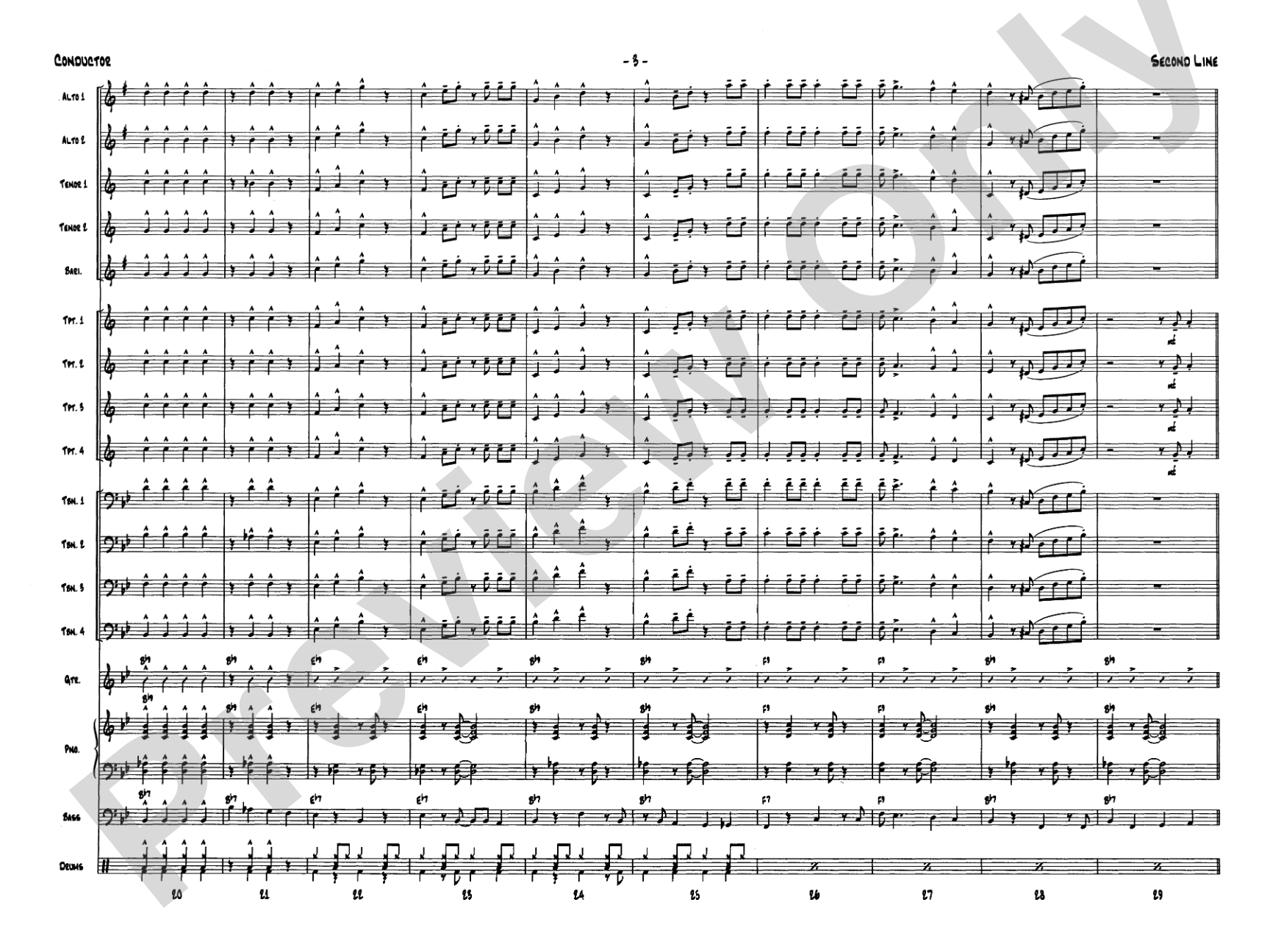 Second Line (Joe Avery Blues): Jazz Ensemble Conductor Score & Parts