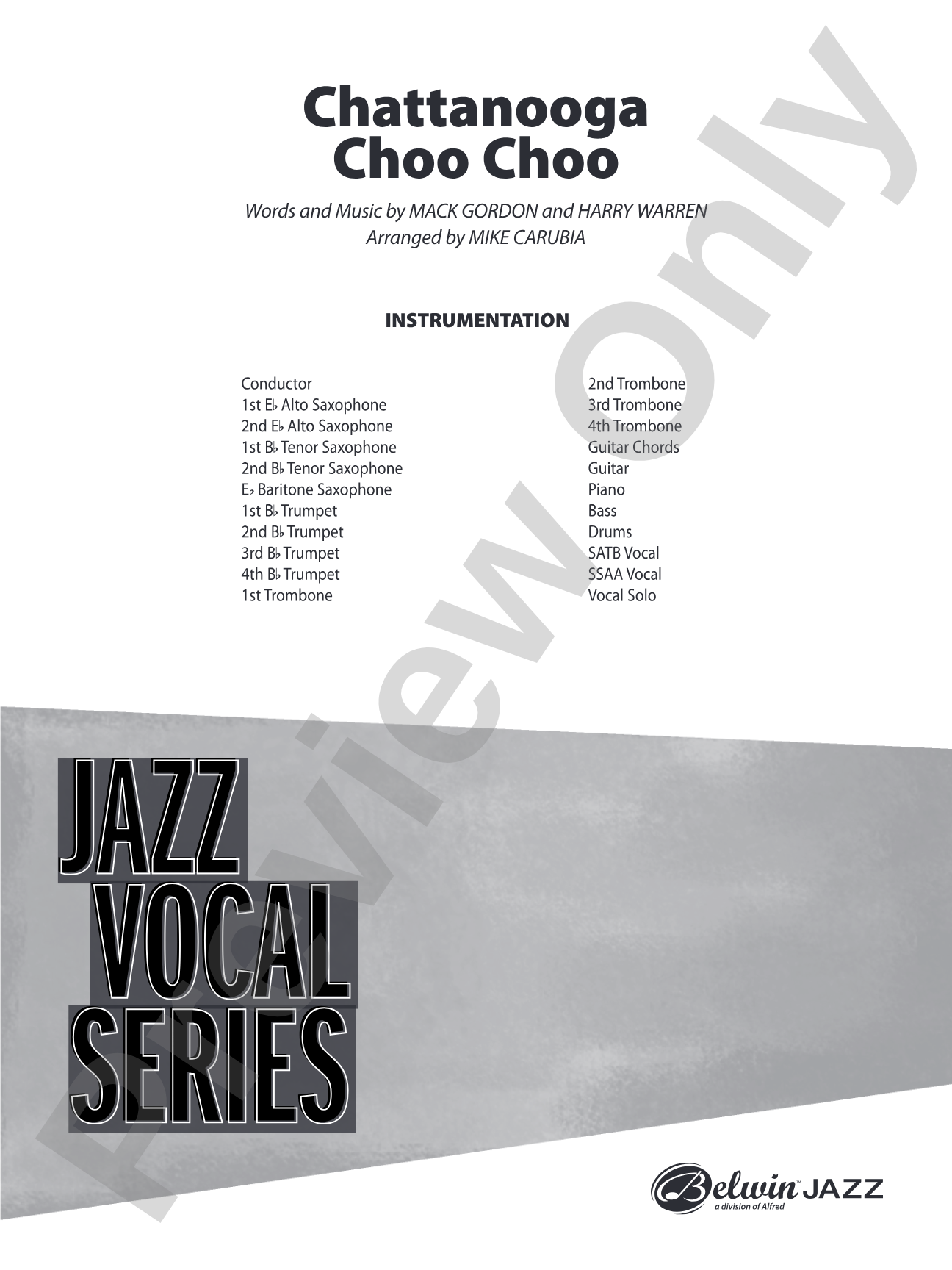 Chattanooga Choo Choo: Vocal Solo with Jazz Ensemble Conductor Score & Parts