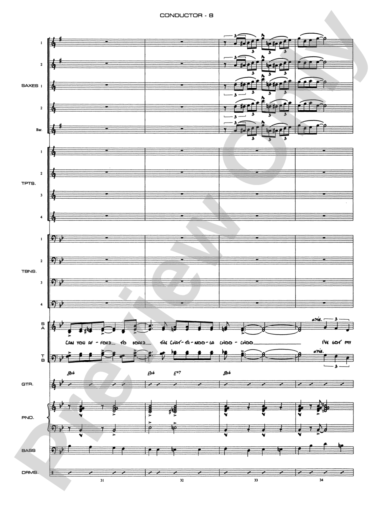 Chattanooga Choo Choo: Vocal Solo with Jazz Ensemble Conductor Score & Parts