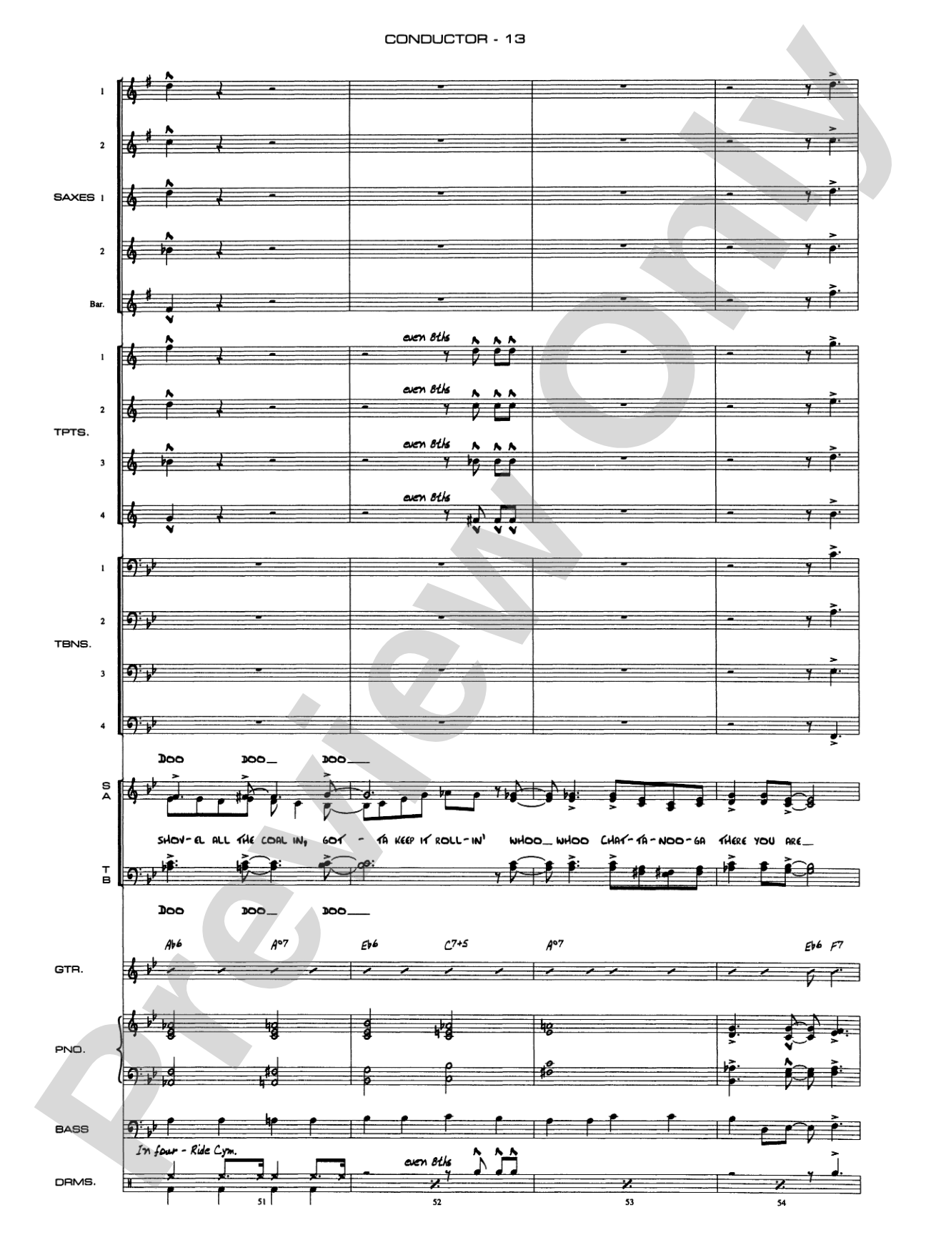 Chattanooga Choo Choo: Vocal Solo with Jazz Ensemble Conductor Score & Parts
