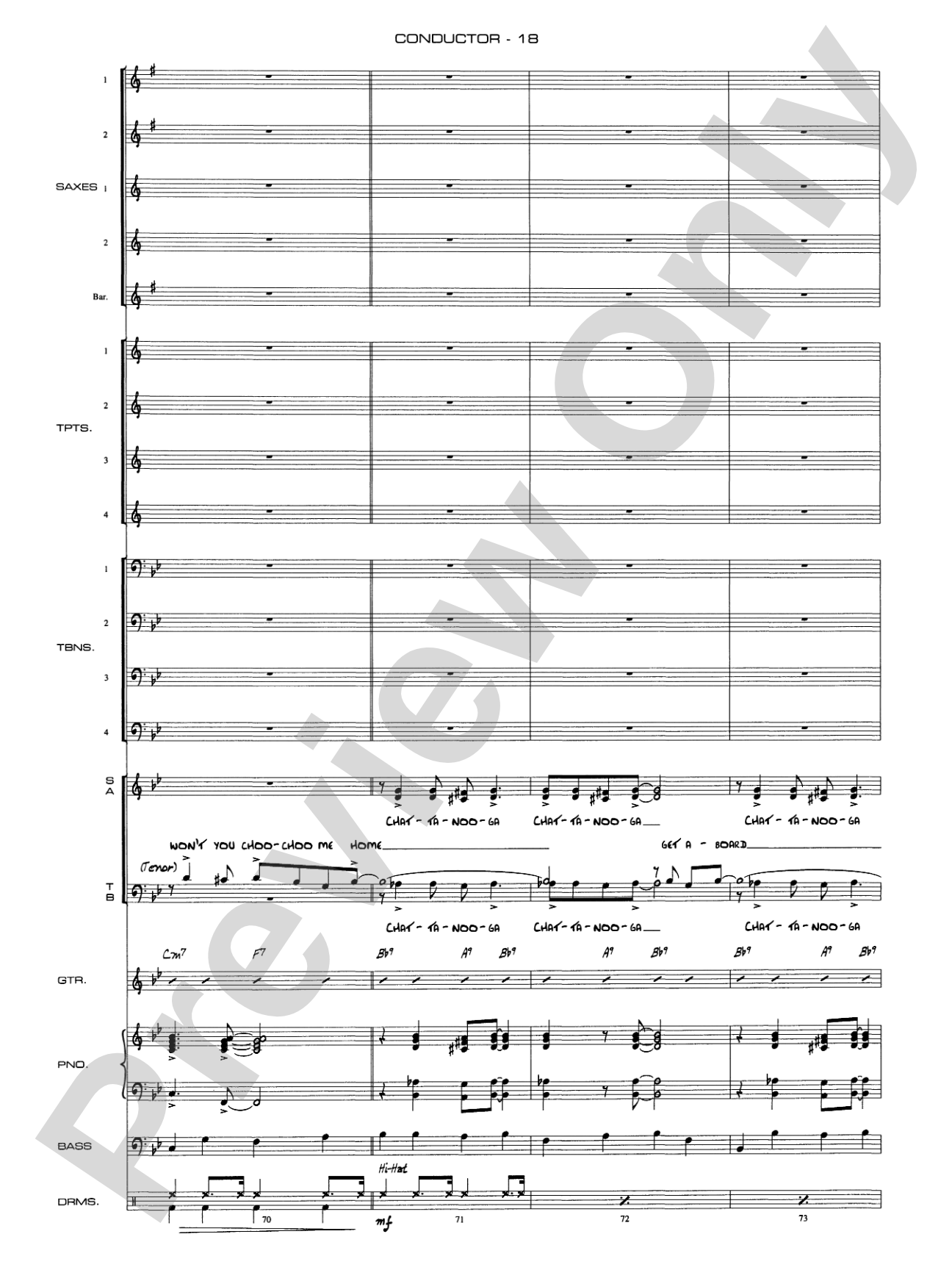 Chattanooga Choo Choo: Vocal Solo with Jazz Ensemble Conductor Score & Parts