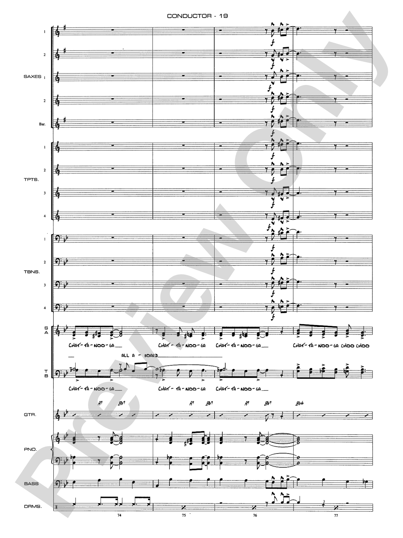 Chattanooga Choo Choo: Vocal Solo with Jazz Ensemble Conductor Score & Parts