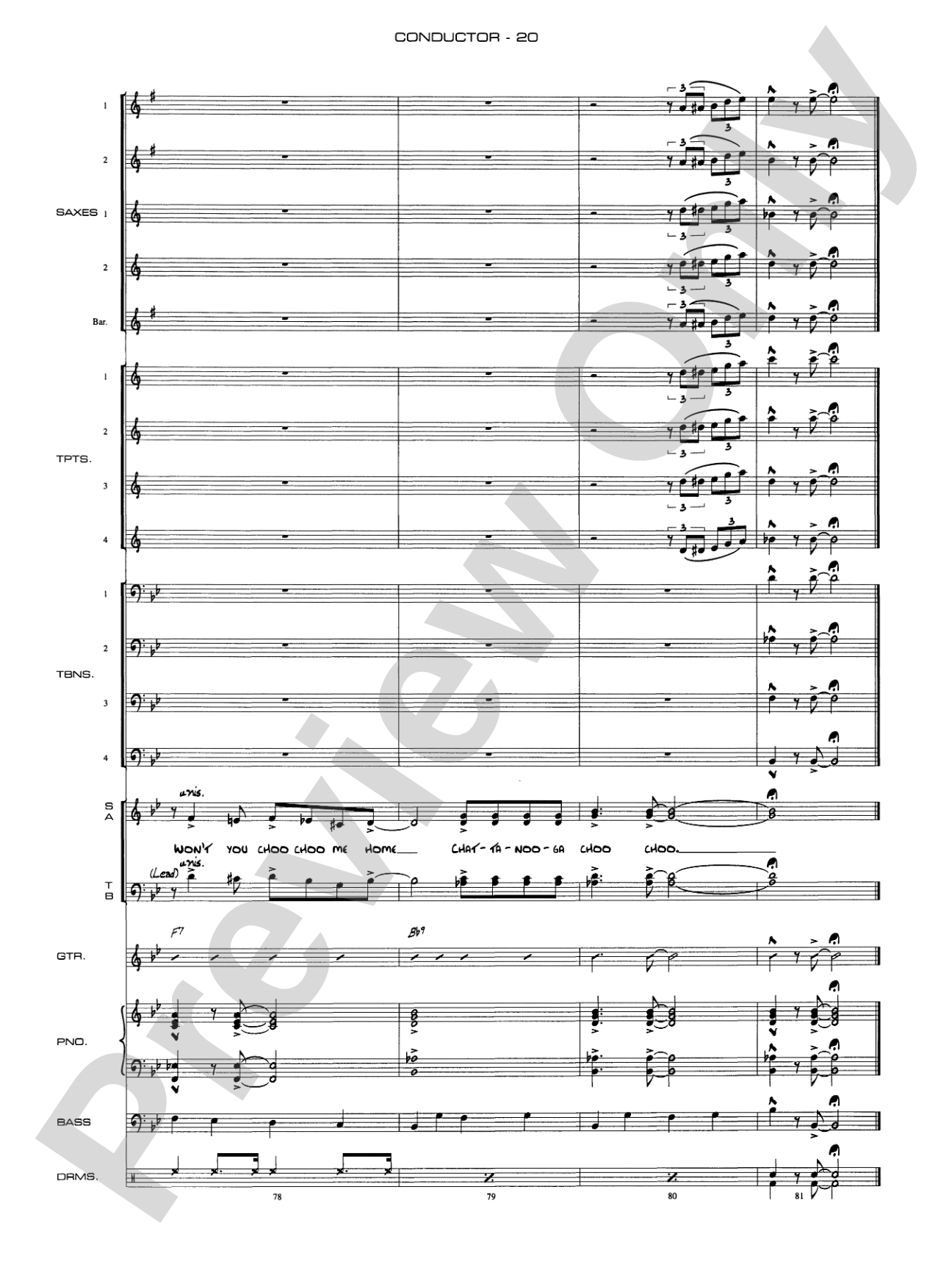 Chattanooga Choo Choo: Vocal Solo with Jazz Ensemble Conductor Score & Parts