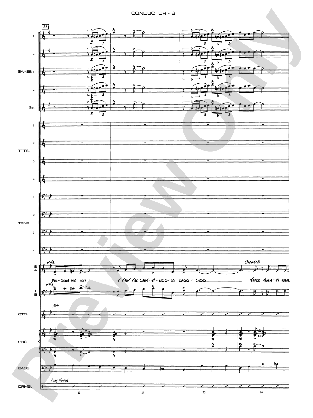 Chattanooga Choo Choo: Vocal Solo with Jazz Ensemble Conductor Score & Parts