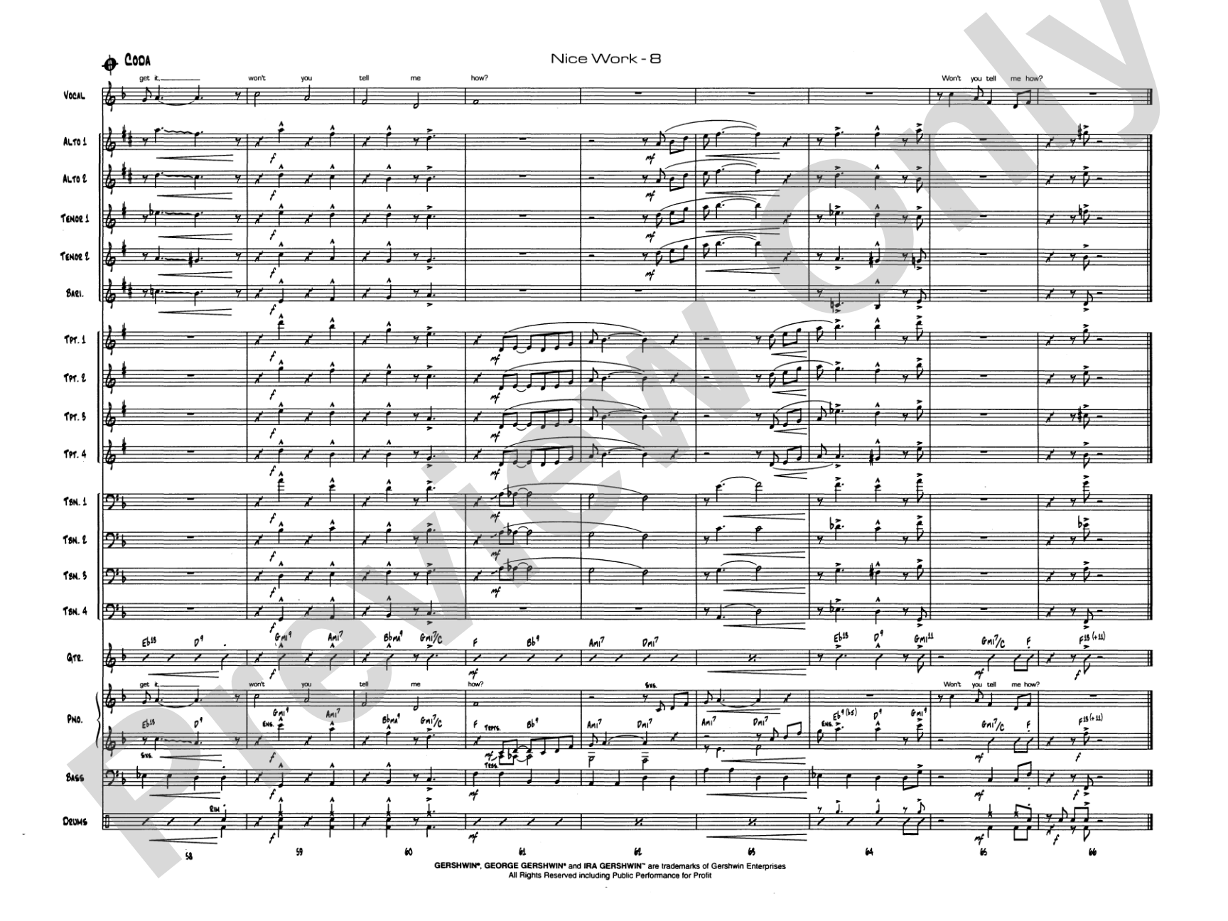 Nice Work If You Can Get It: Vocal Solo with Jazz Ensemble Conductor Score & Parts