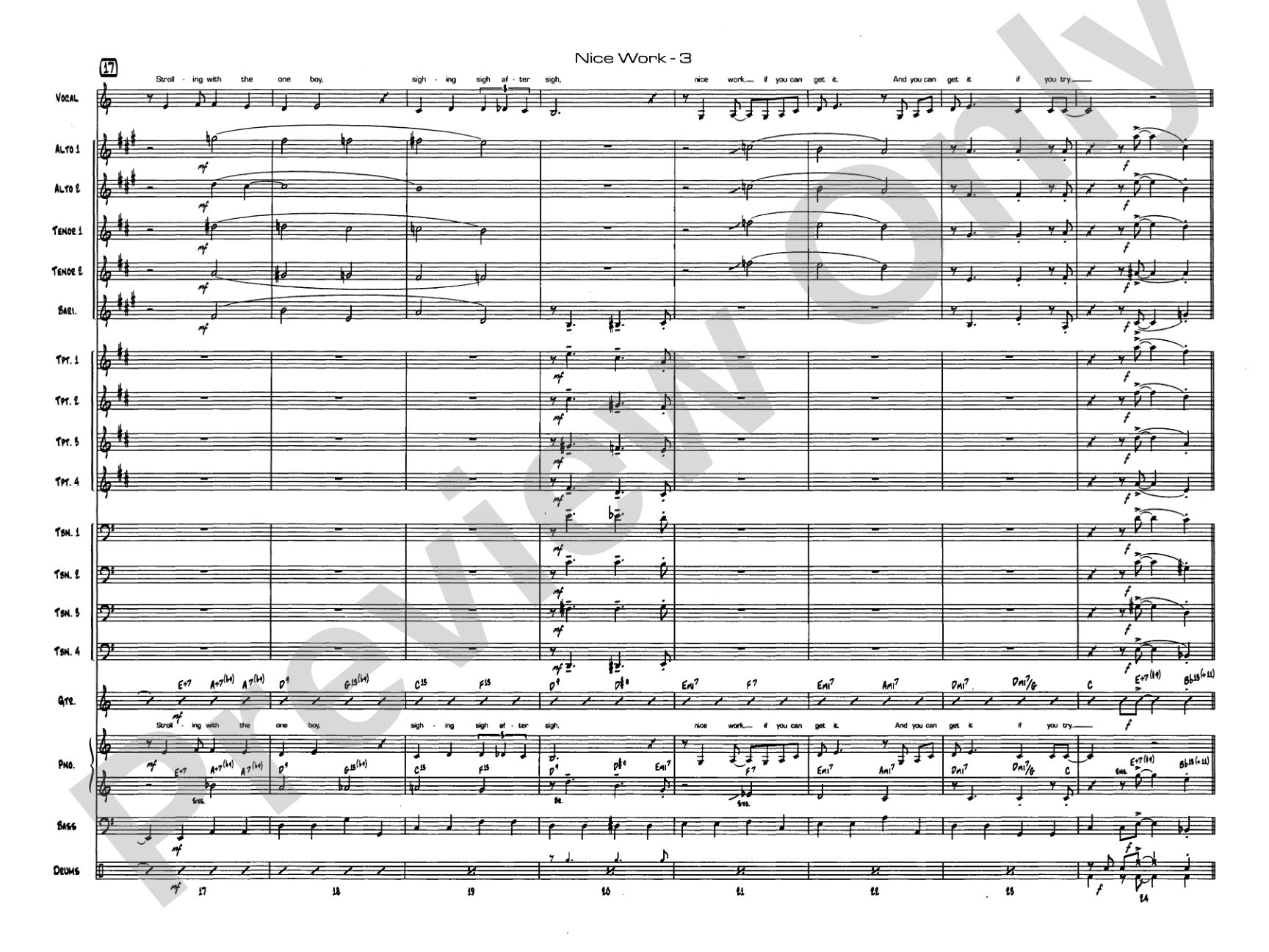 Nice Work If You Can Get It: Vocal Solo with Jazz Ensemble Conductor Score & Parts