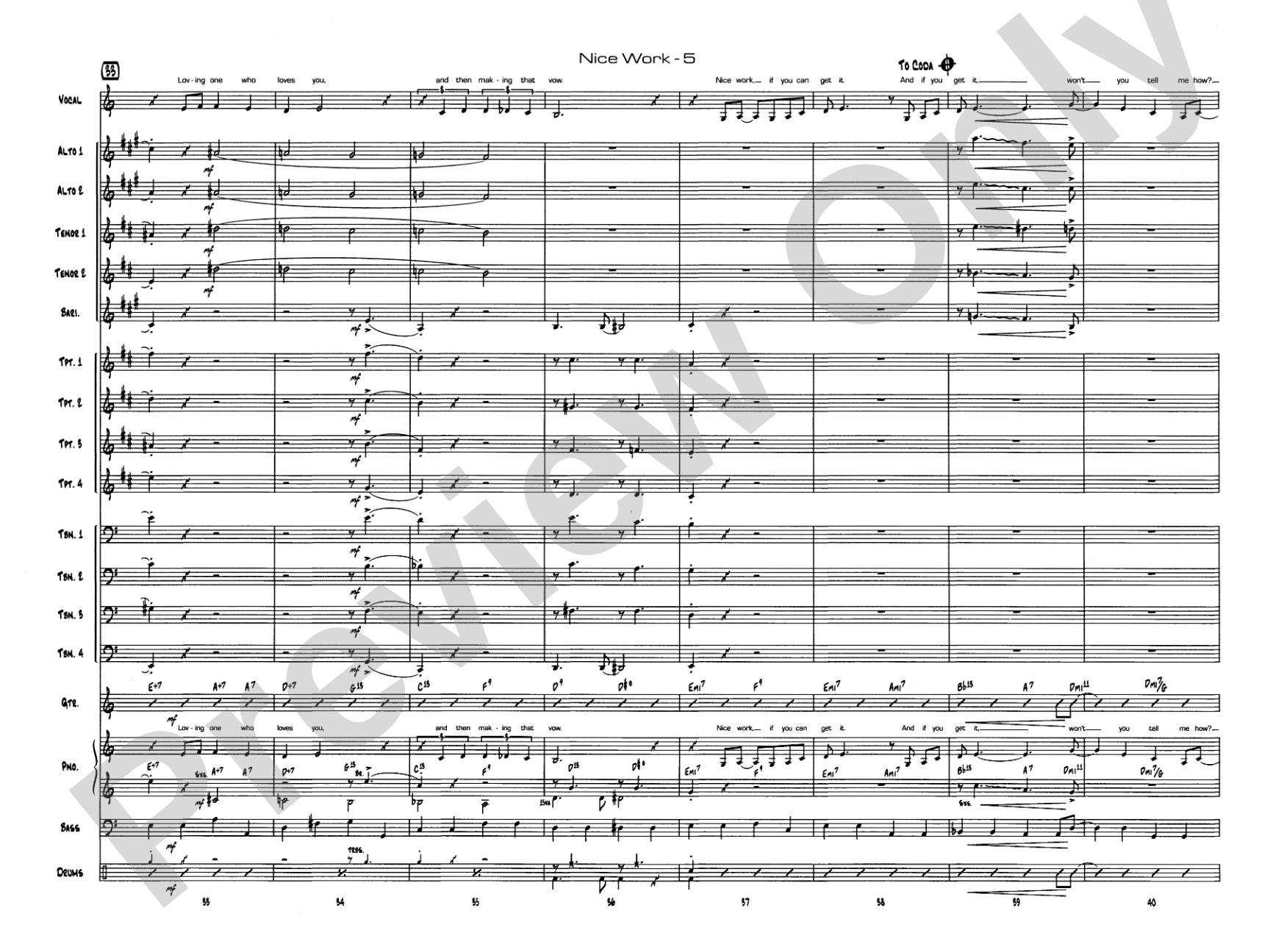 Nice Work If You Can Get It: Vocal Solo with Jazz Ensemble Conductor Score & Parts