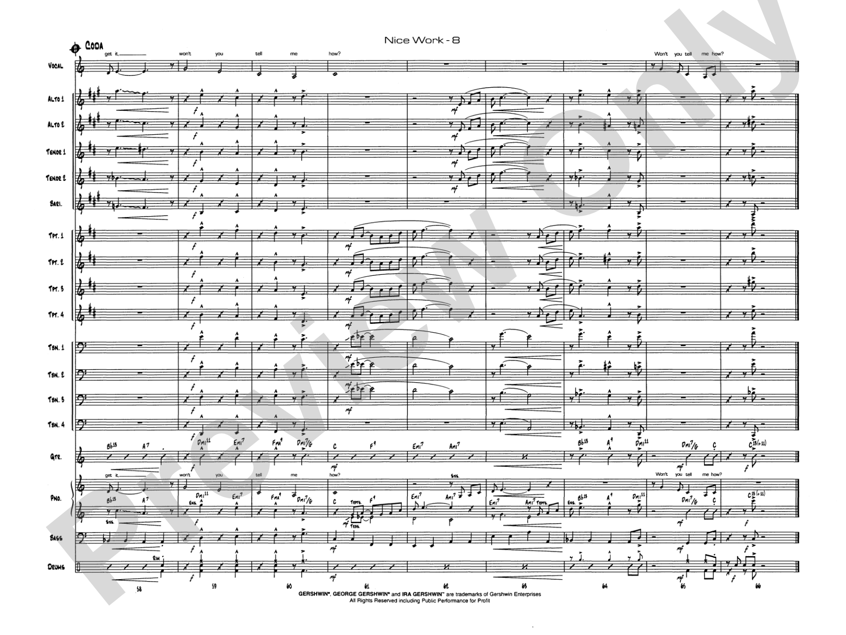Nice Work If You Can Get It: Vocal Solo with Jazz Ensemble Conductor Score & Parts