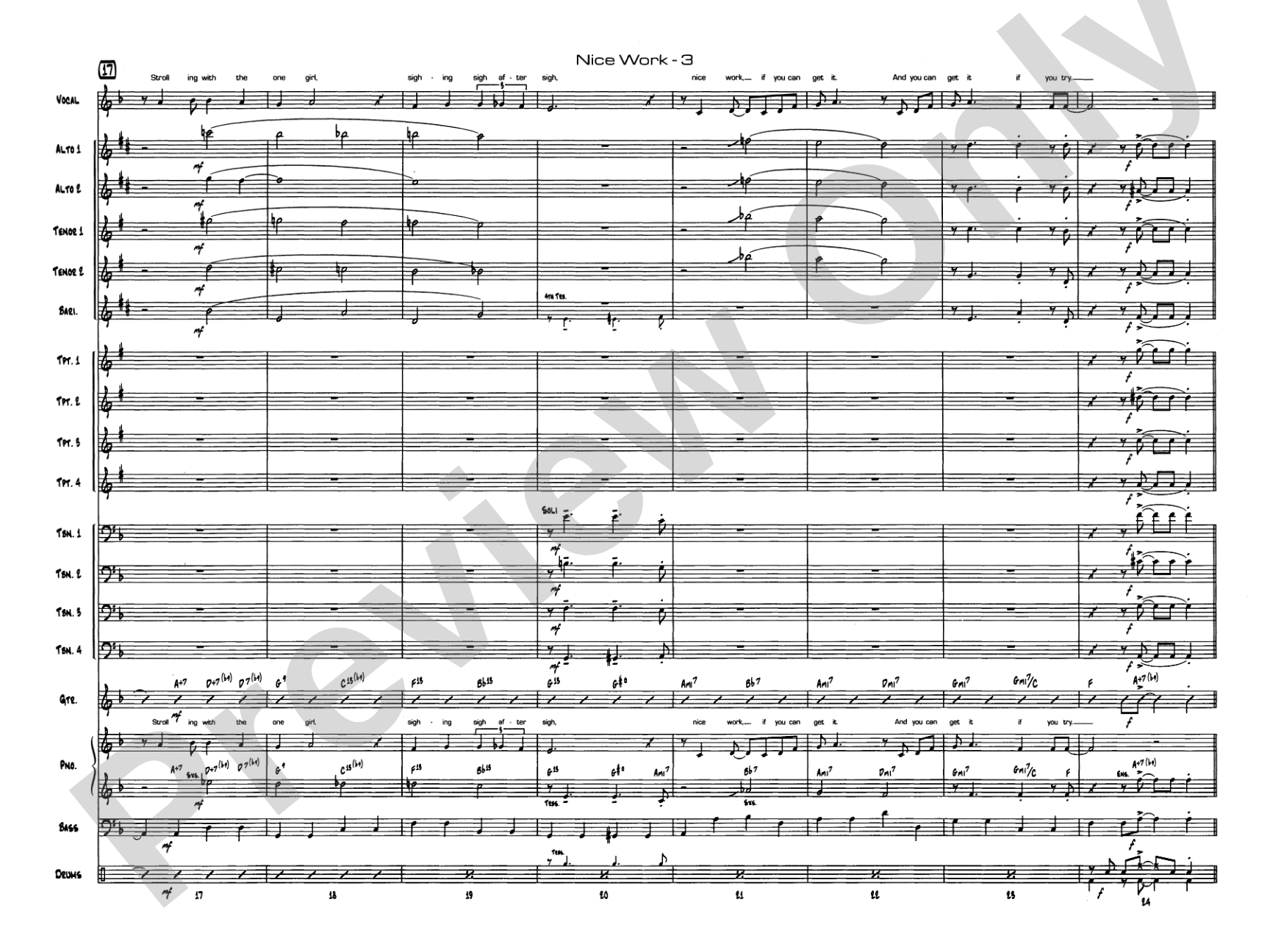 Nice Work If You Can Get It: Vocal Solo with Jazz Ensemble Conductor Score & Parts