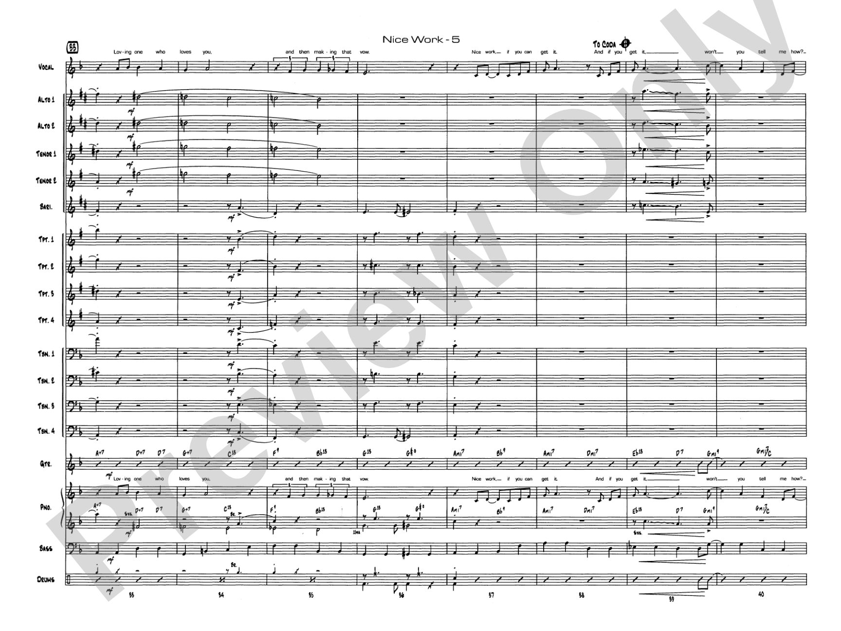 Nice Work If You Can Get It: Vocal Solo with Jazz Ensemble Conductor Score & Parts