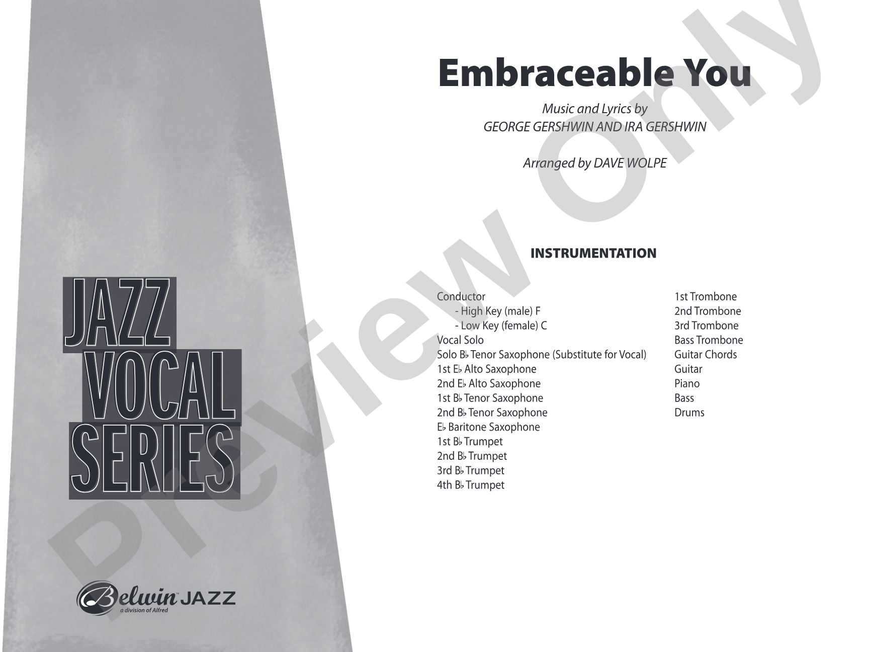Embraceable You: Vocal Solo with Jazz Ensemble Conductor Score & Parts