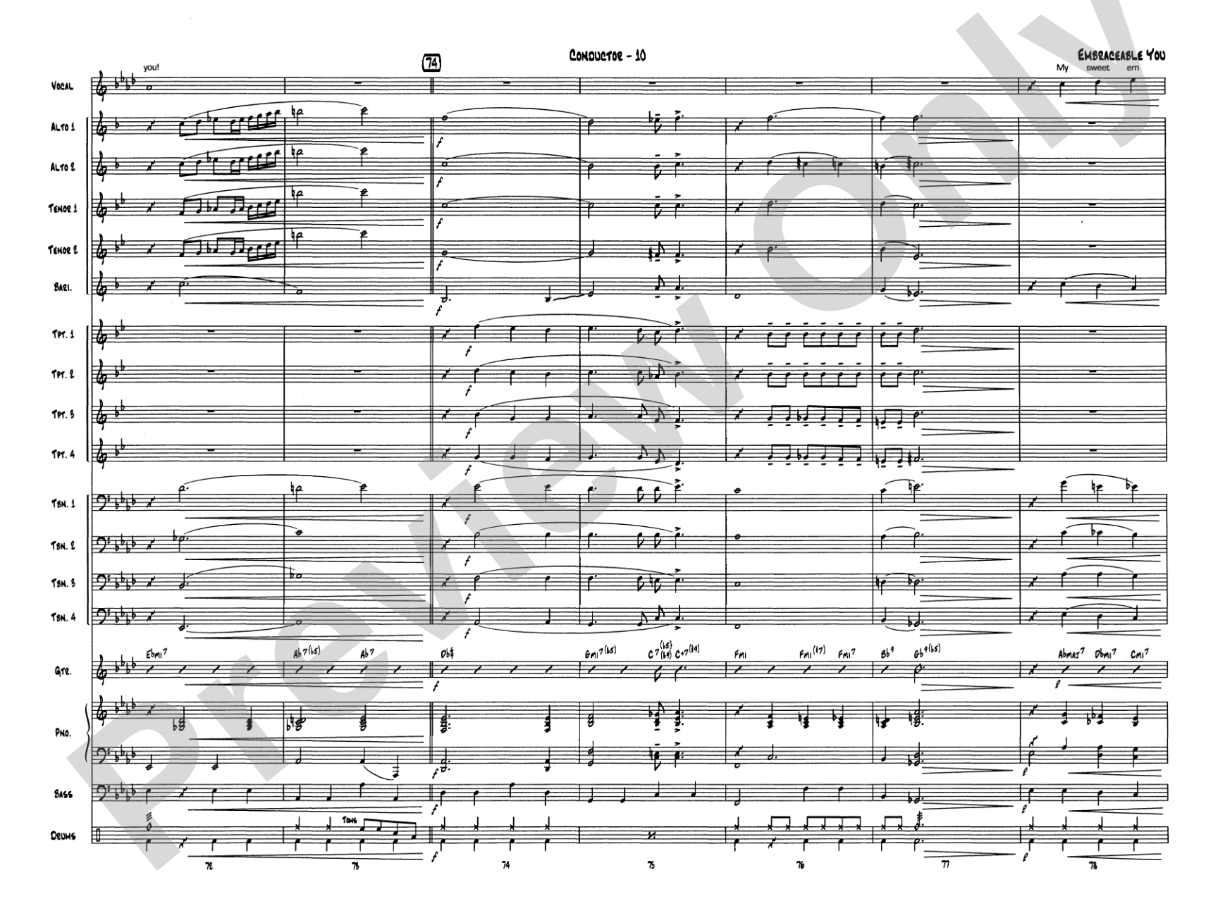Embraceable You: Vocal Solo with Jazz Ensemble Conductor Score & Parts
