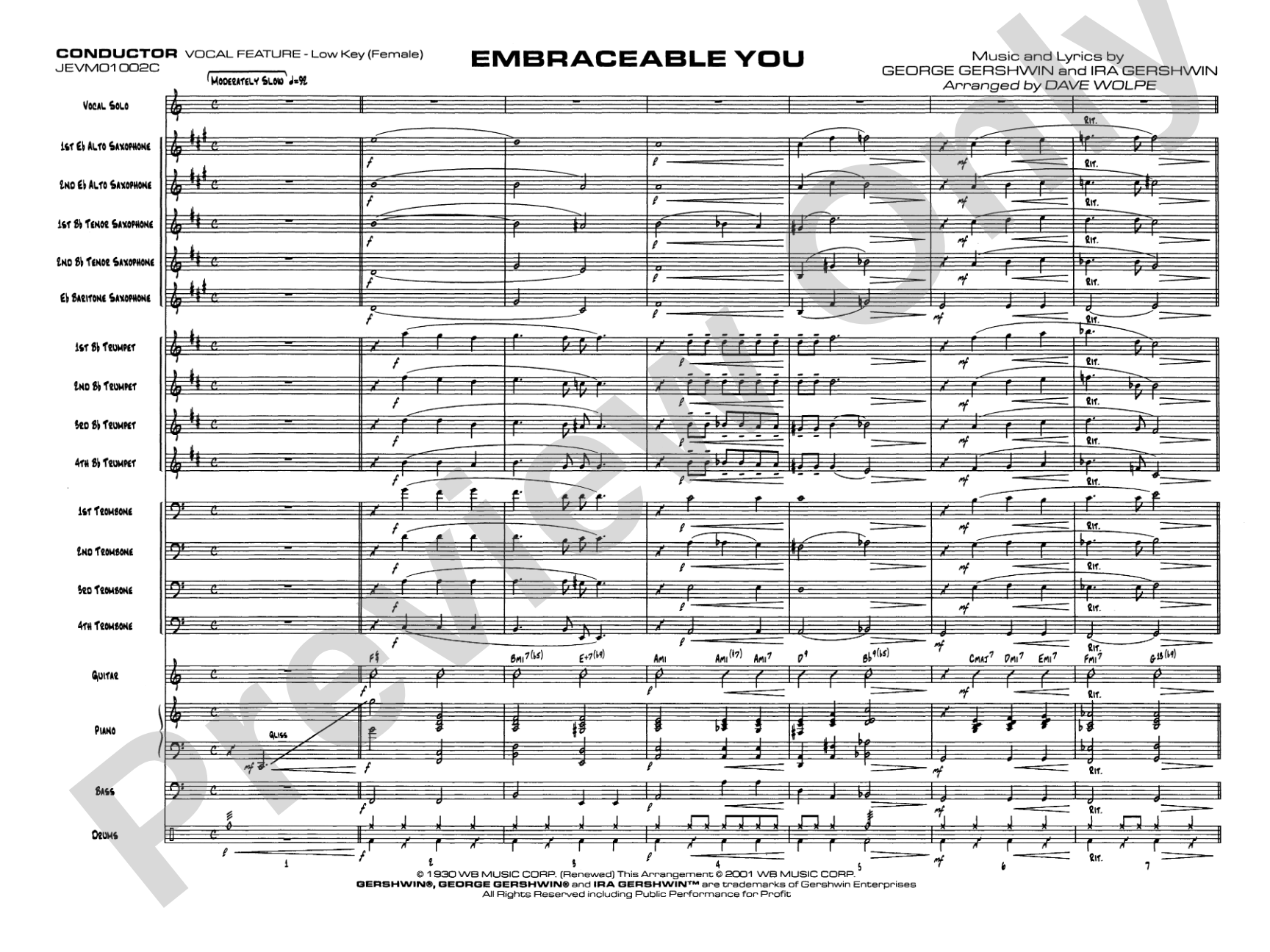 Embraceable You: Vocal Solo with Jazz Ensemble Conductor Score & Parts