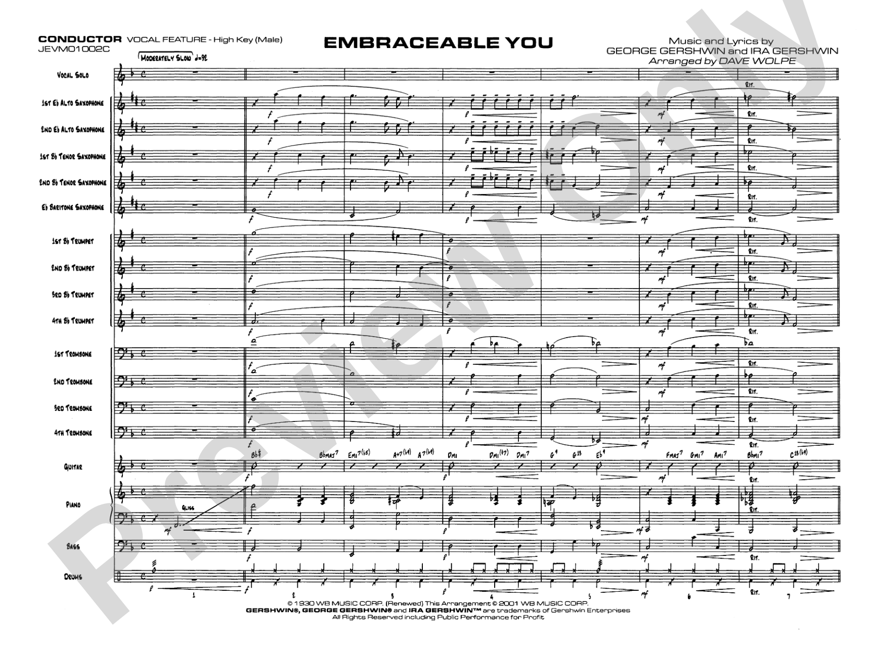 Embraceable You: Vocal Solo with Jazz Ensemble Conductor Score & Parts