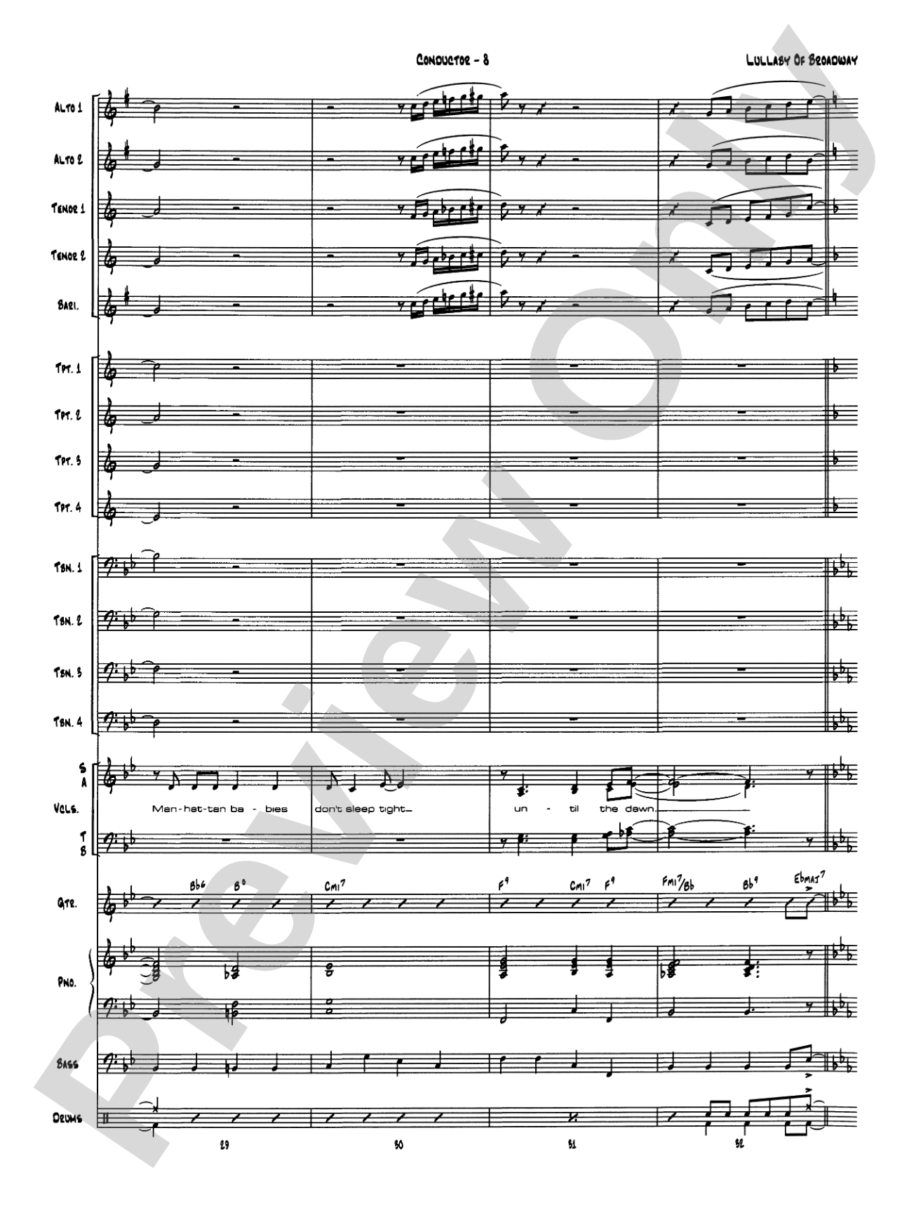 Lullaby of Broadway: Vocal Solo with Jazz Ensemble Conductor Score & Parts