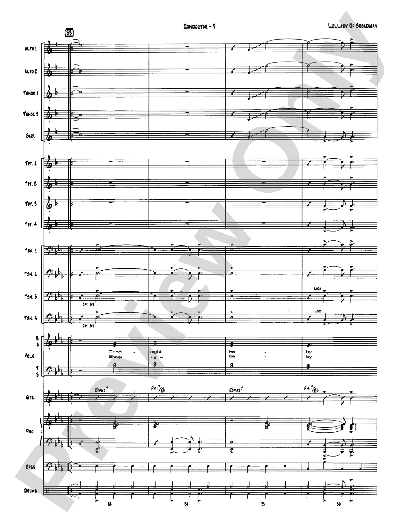 Lullaby of Broadway: Vocal Solo with Jazz Ensemble Conductor Score & Parts