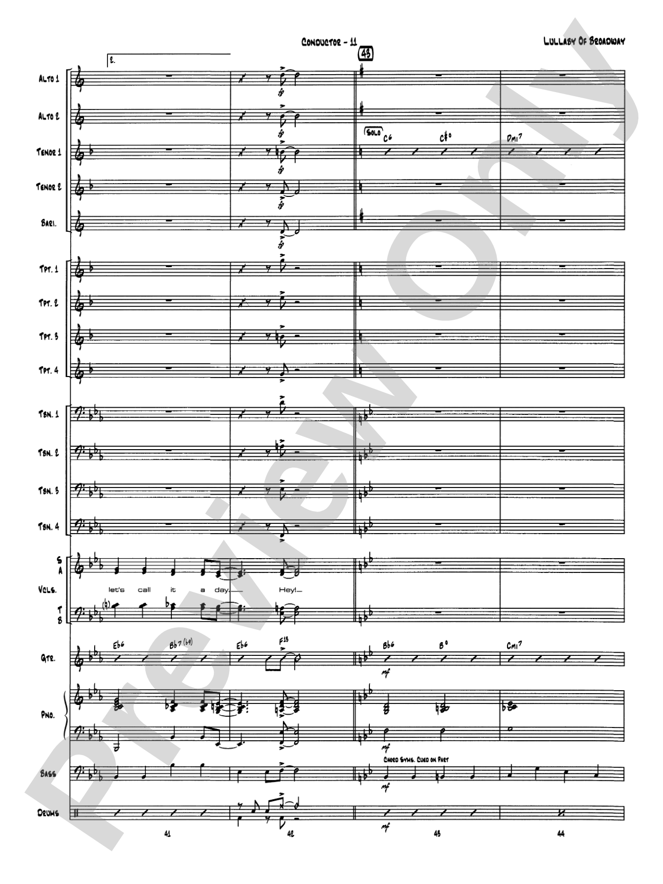 Lullaby of Broadway: Vocal Solo with Jazz Ensemble Conductor Score & Parts