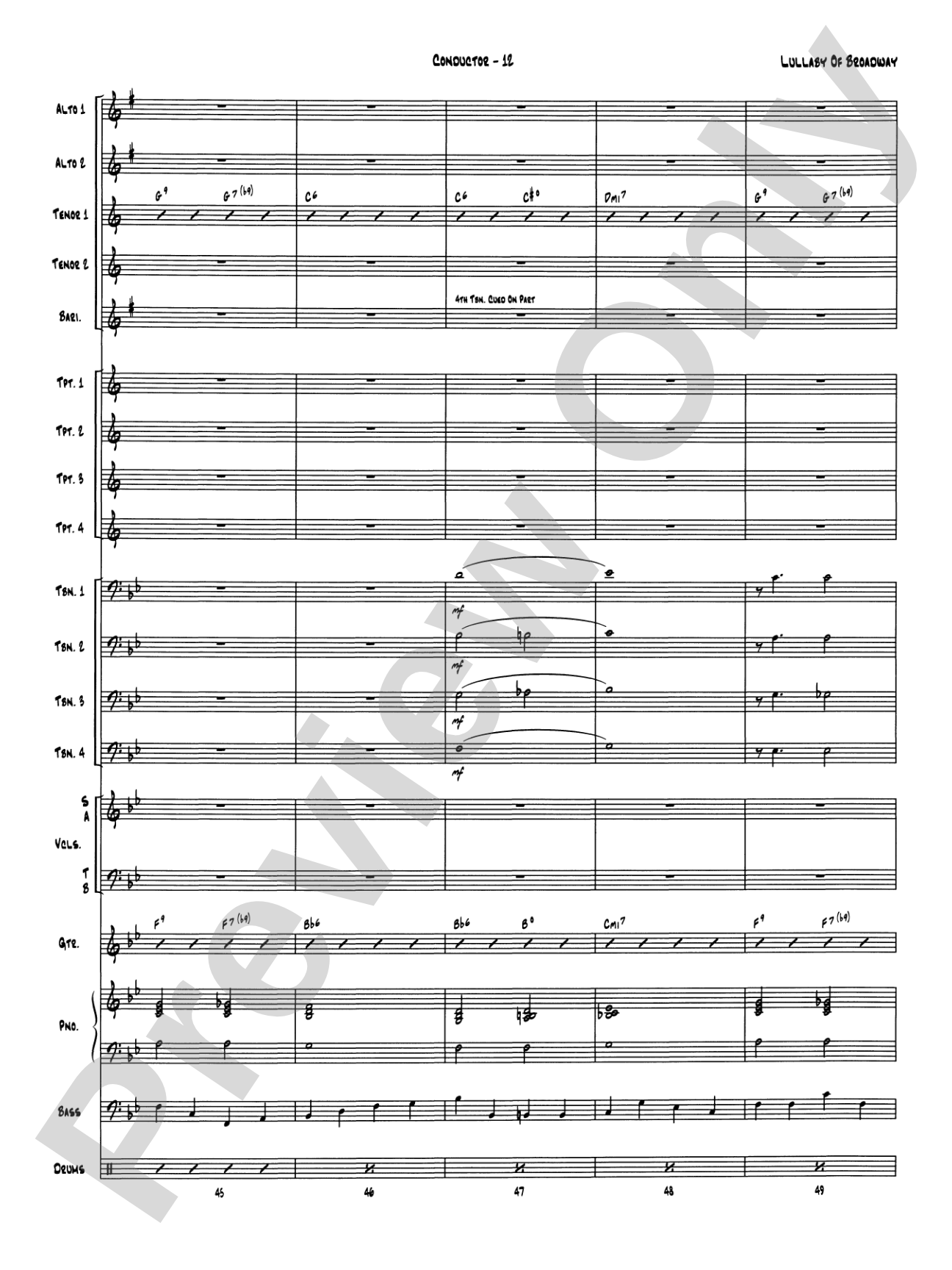 Lullaby of Broadway: Vocal Solo with Jazz Ensemble Conductor Score & Parts
