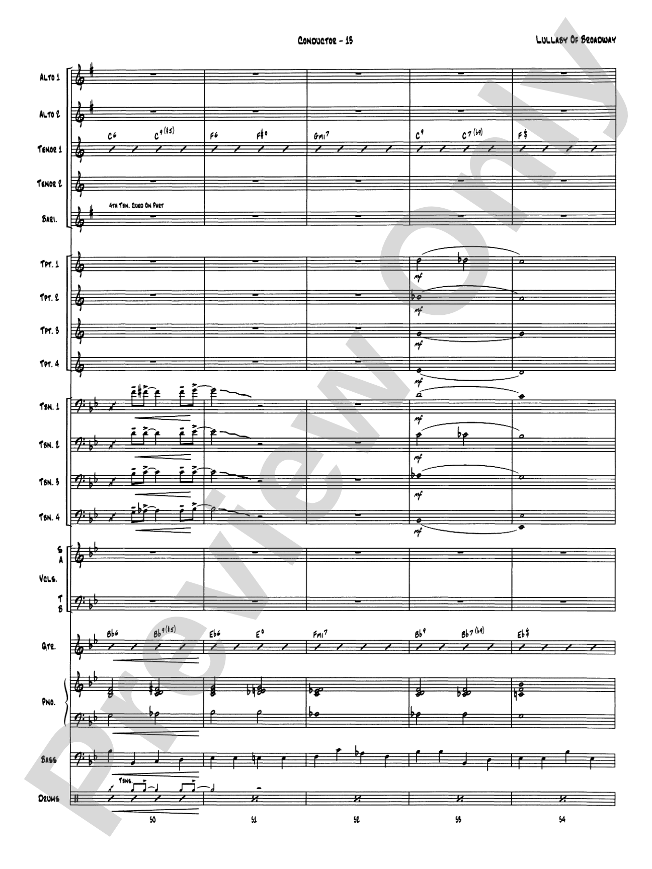 Lullaby of Broadway: Vocal Solo with Jazz Ensemble Conductor Score & Parts