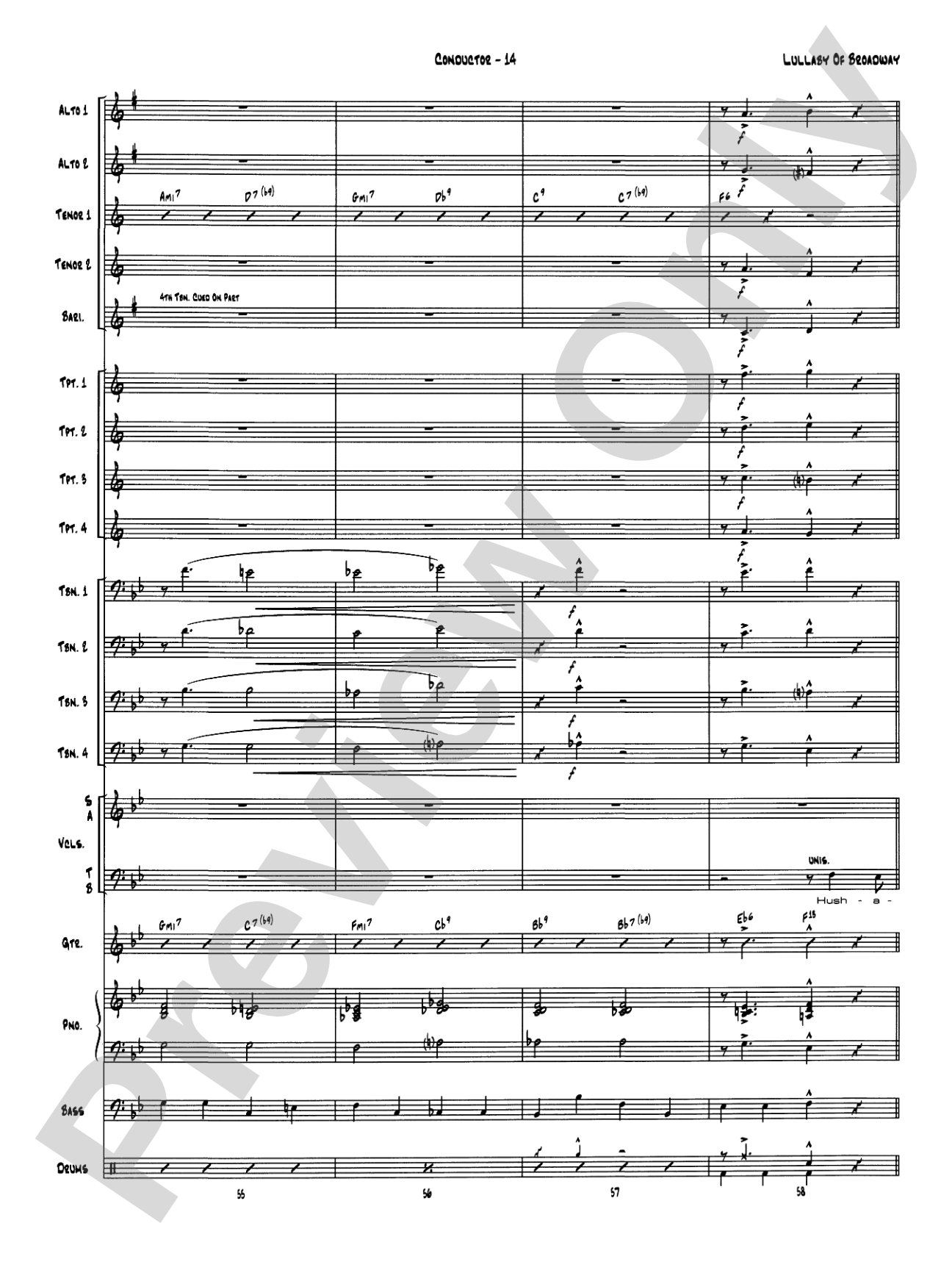 Lullaby of Broadway: Vocal Solo with Jazz Ensemble Conductor Score & Parts